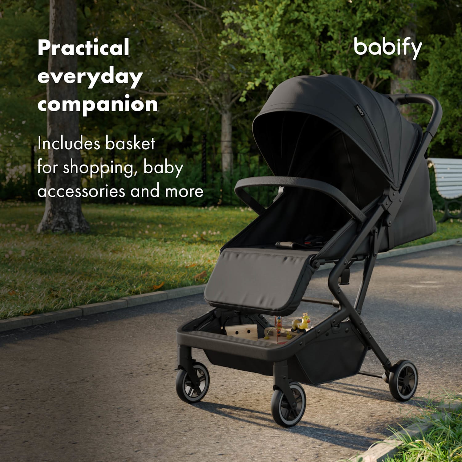 Carrinho de passeio Urban Ease | dobrável | até 22 kg | pés reguláveis e posição reclinável | janela de visualização Preto