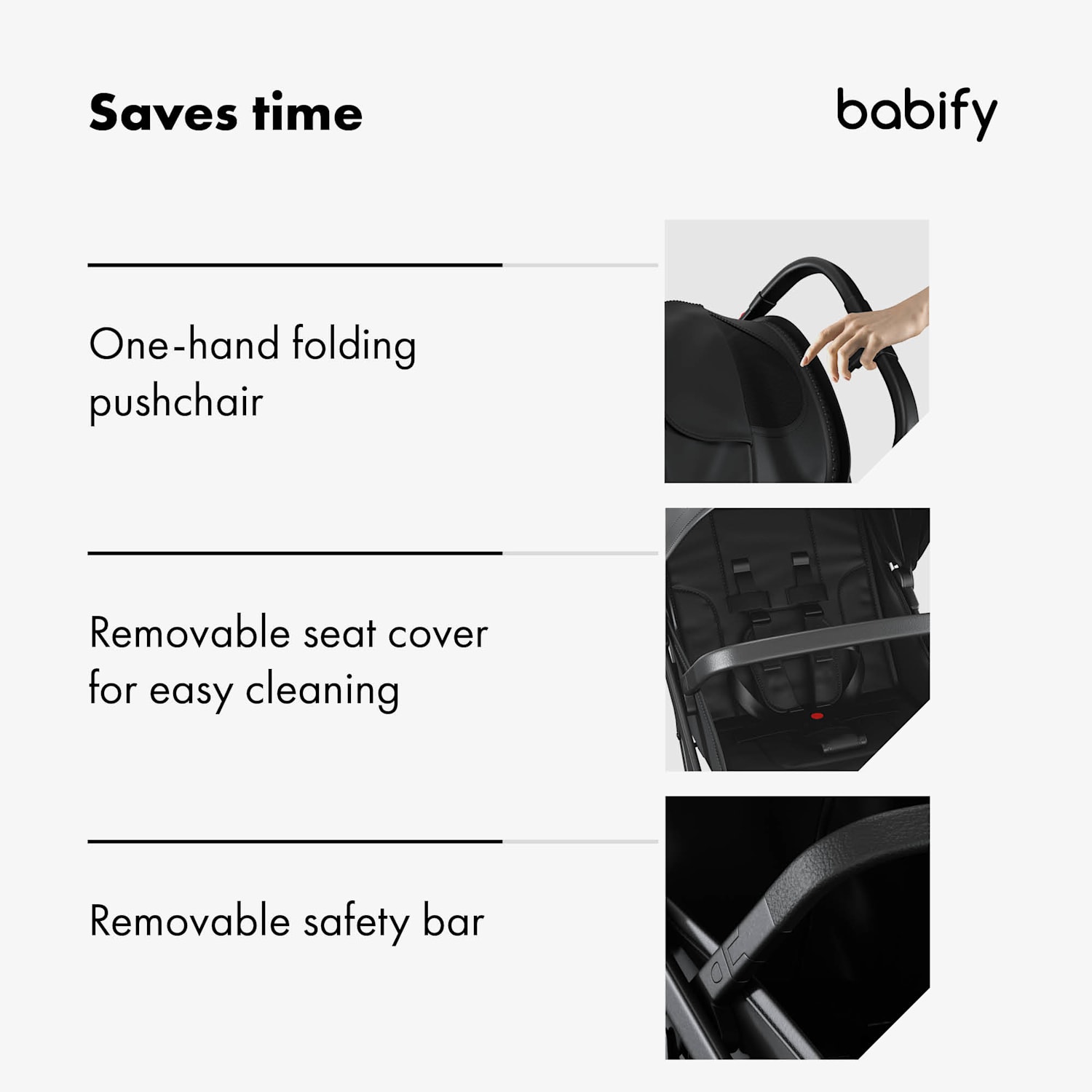 Carrinho de passeio Urban Ease | dobrável | até 22 kg | pés reguláveis e posição reclinável | janela de visualização Preto