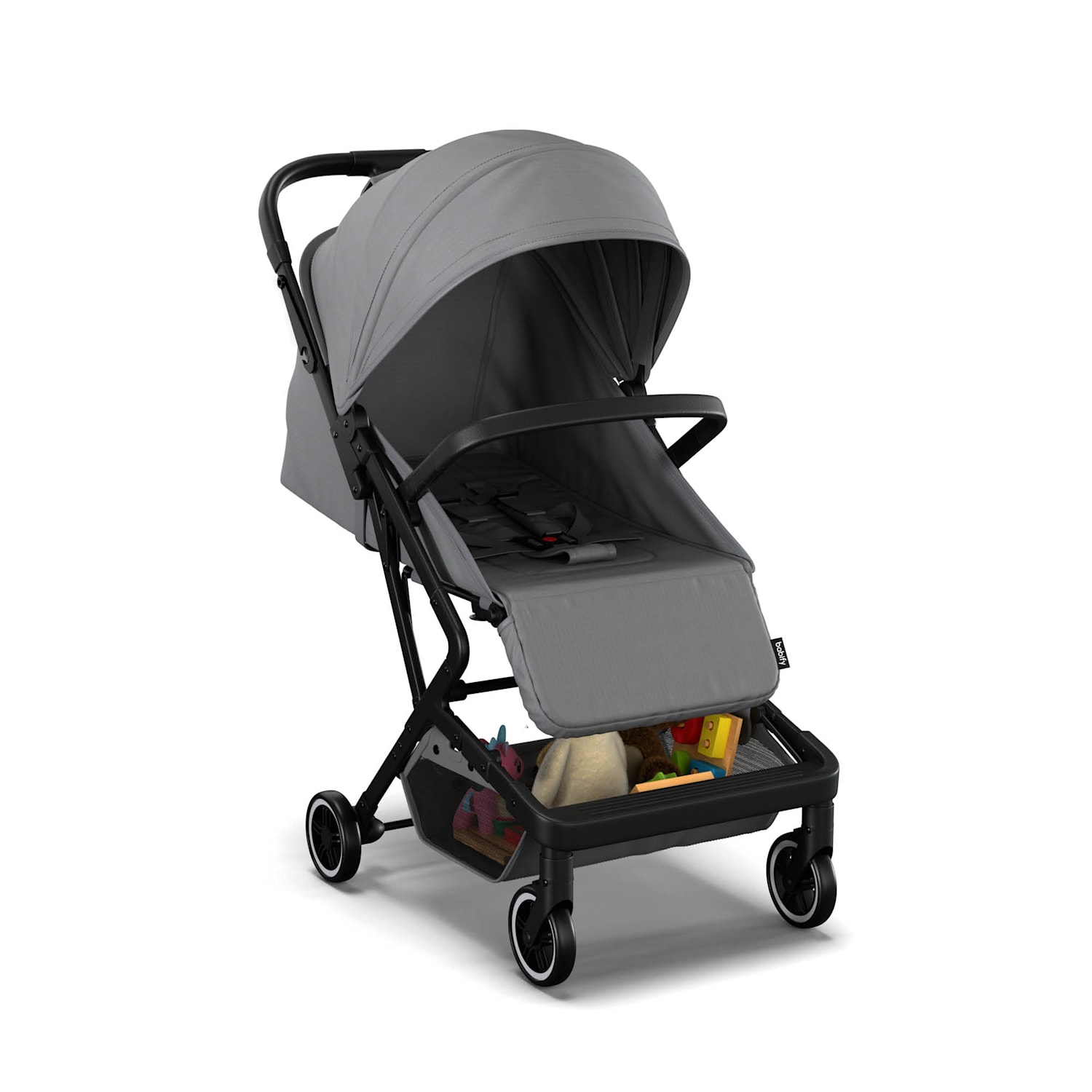 Silla de paseo Urban Ease | plegable | hasta 22 kg | pie ajustable y posición reclinada | ventana de visualización Gris Medio