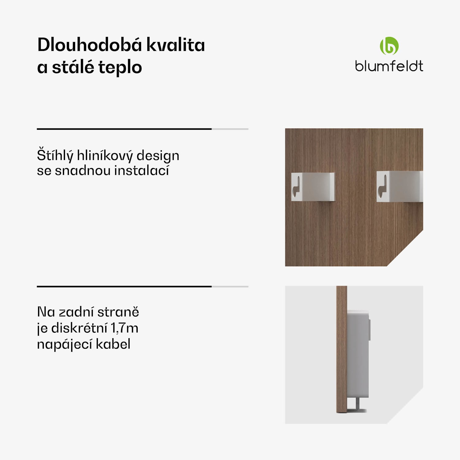 Heat Square, Infračervené vytápění, WiFi ovládání, 350 W, IP44 60 x 60 cm | 350 W | Vzhled dřeva