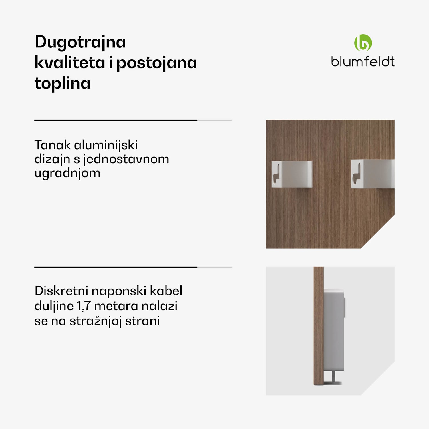 Heat Square, Infracrveno grijanje, WiFi kontrola, 350 W, IP44 60 x 60 cm | 350 W | Drveni izgled