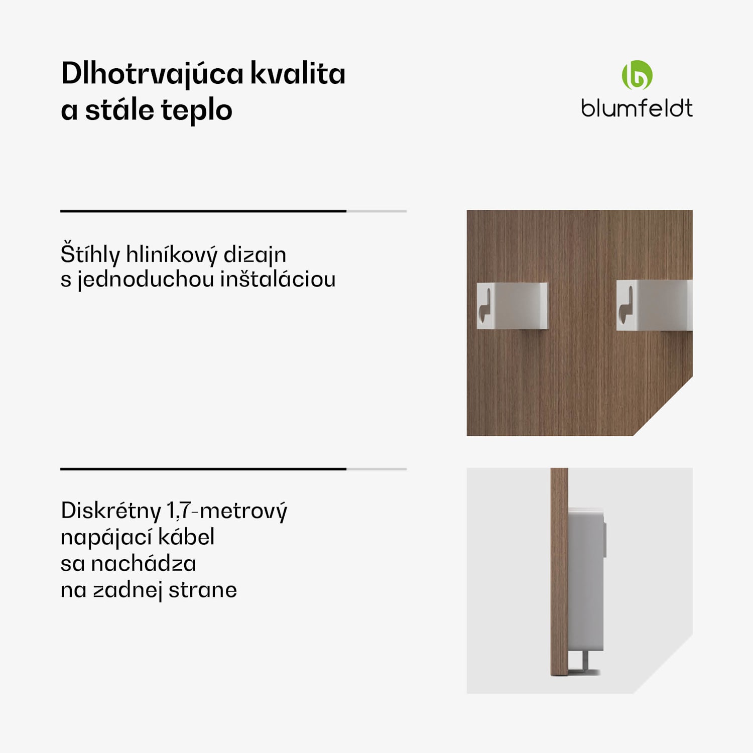 Heat Square, Infračervené vykurovanie, WiFi ovládanie, 350 W, IP44 60 x 60 cm | 350 W | Drevený vzhľad