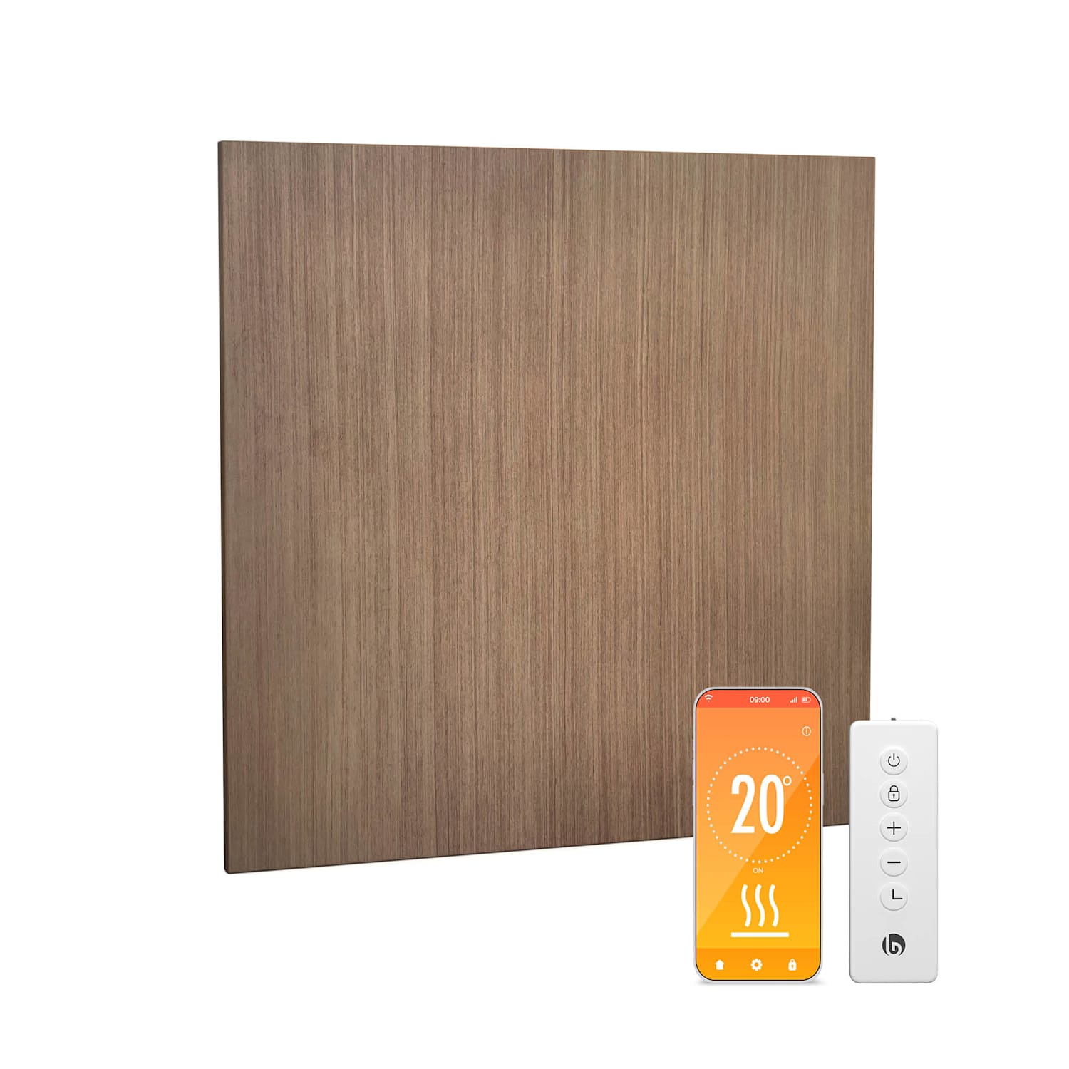 Heat Square | Calefacción por infrarrojos | Control WiFi | 350W | IP44 60 x 60 cm | 350 W | aspecto madera