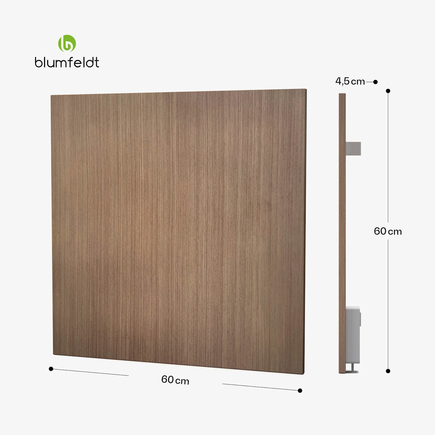 Heat Square, Infračervené vytápění, WiFi ovládání, 350 W, IP44 60 x 60 cm | 350 W | Vzhled dřeva