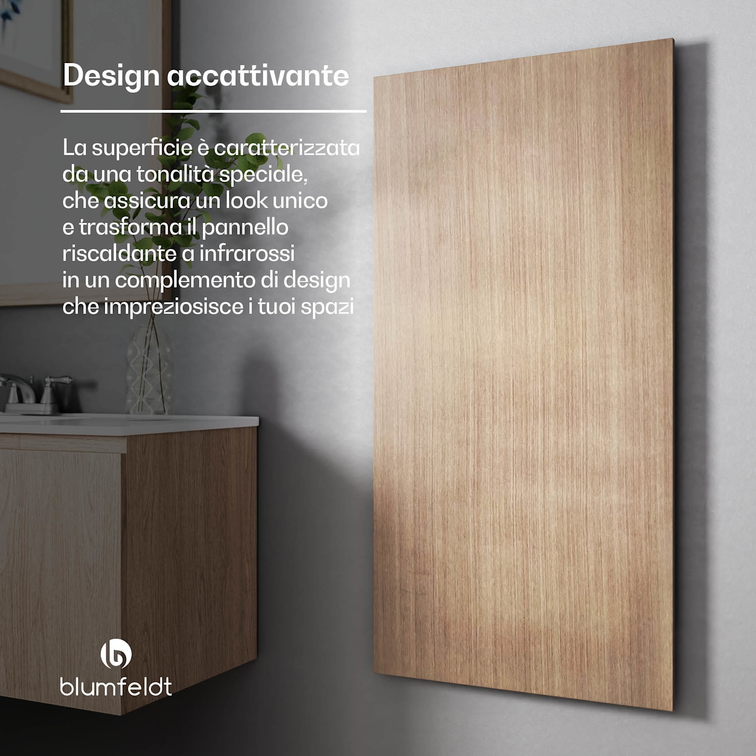 Heat Square | Stufa a infrarossi | Controllo WiFi | 700 W | IP44  60 x 120 cm | 700 W | Aspetto legno