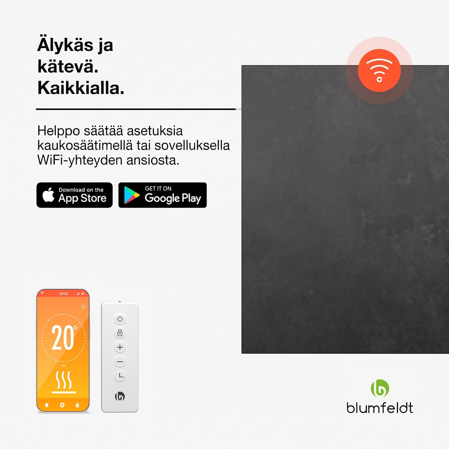 Heat Square | infrapunalämmitys | WiFi-ohjaus | 350 W | IP44 60 x 60 cm | 350 W | Antrasiitti