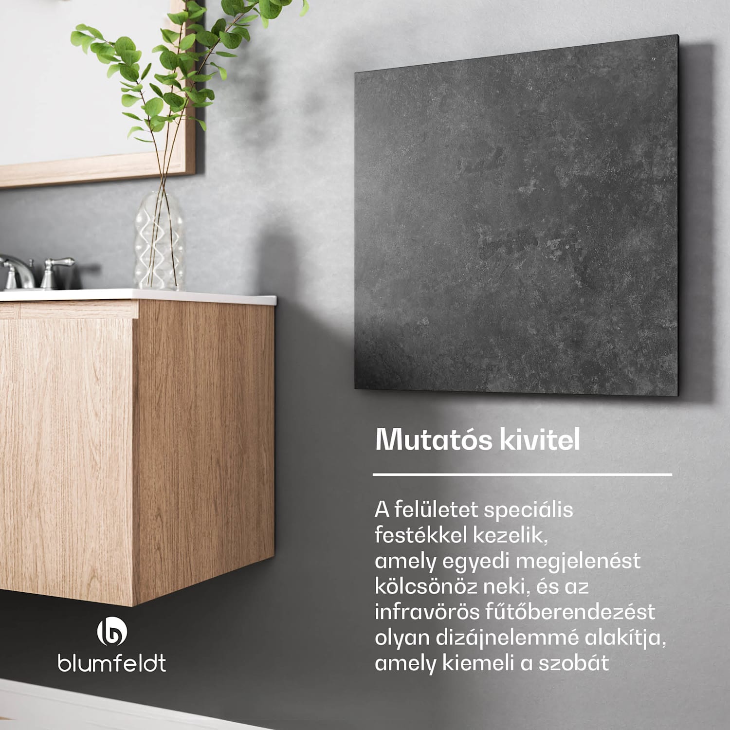 Heat Square, Infravörös fűtés, WiFi vezérlés, 350 W, IP44 60 x 60 cm | 350 W | Antracit