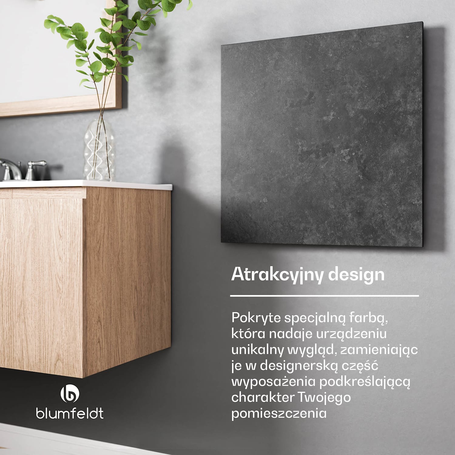 Heat Square, promiennik podczerwieni, sterowanie przez Wi-Fi, 350 W, IP44 60 x 60 cm | 350 W | Antracyt