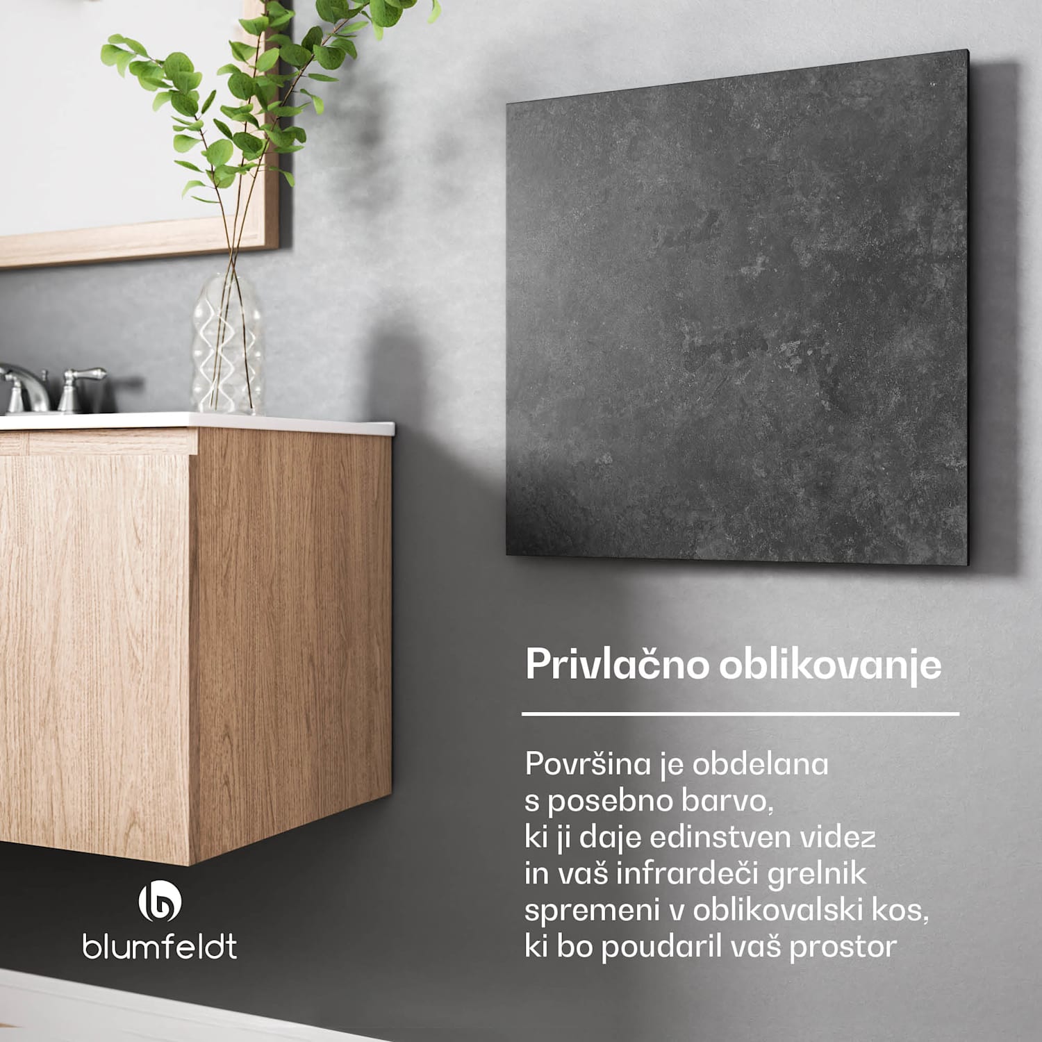 Heat Square, Infrardeče ogrevanje, Upravljanje prkeo WiFi, 350 W, IP44 60 x 60 cm | 350 W | Antracit