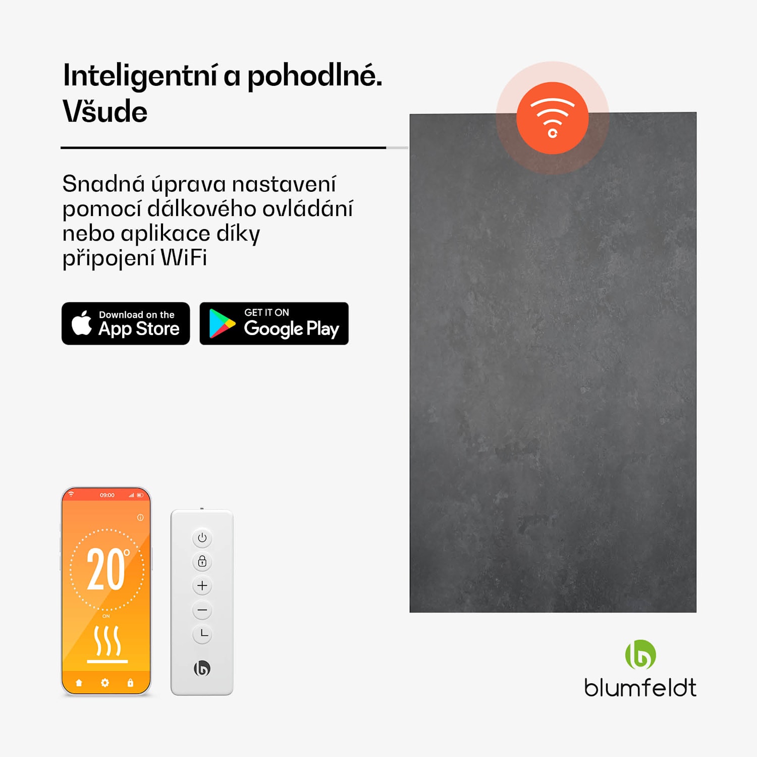 Heat Square, Infračervené vytápění, WiFi ovládání, 700 W, IP44 