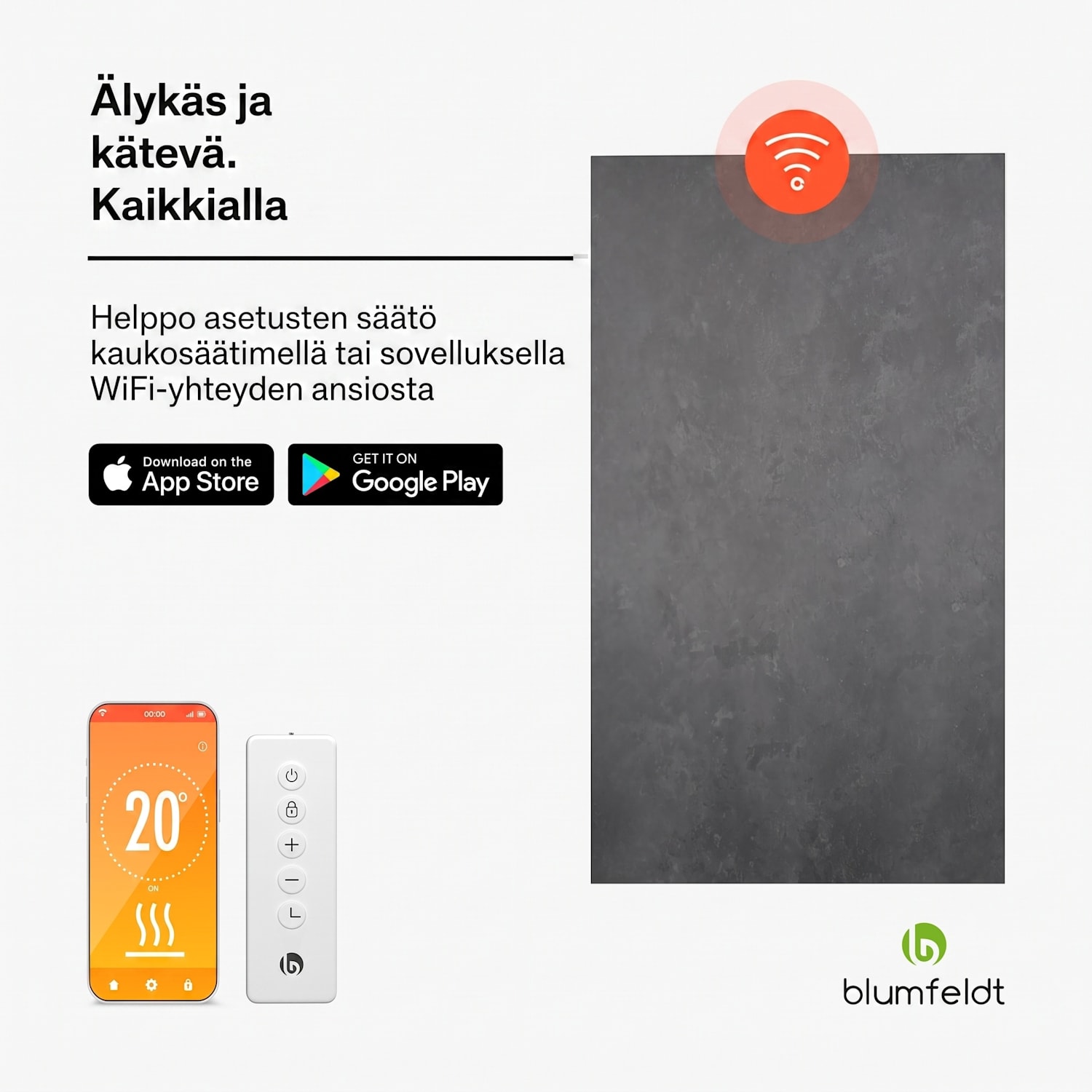 Heat Square | infrapunalämmitin | WiFi-ohjaus | 700 W | IP44 60 x 120 cm | 700 W | Antrasiitti