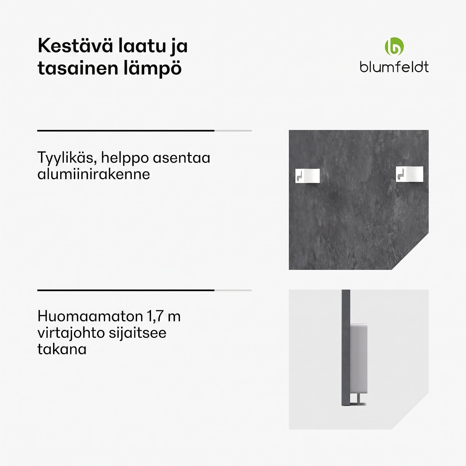 Heat Square | infrapunalämmitin | WiFi-ohjaus | 700 W | IP44 60 x 120 cm | 700 W | Antrasiitti