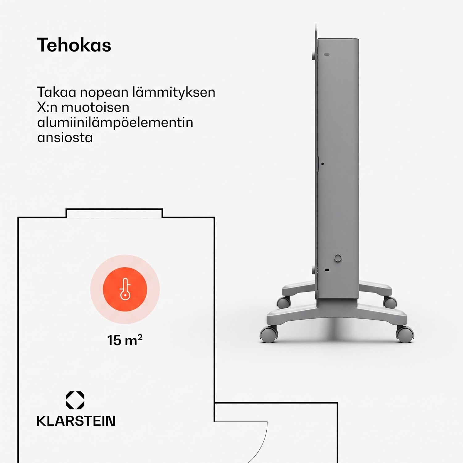 Bansin Crystal Smart konvektori 1500 | 1500 W | sovellus | 5 - 50 °C | LED-näyttö | kosketusnäyttö 1500 W | Harmaa