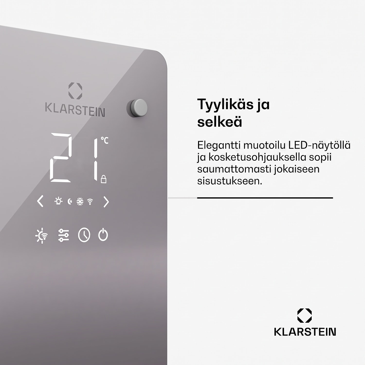 Bansin Crystal Smart konvektori 1500 | 1500 W | sovellus | 5 - 50 °C | LED-näyttö | kosketusnäyttö 1500 W | Harmaa
