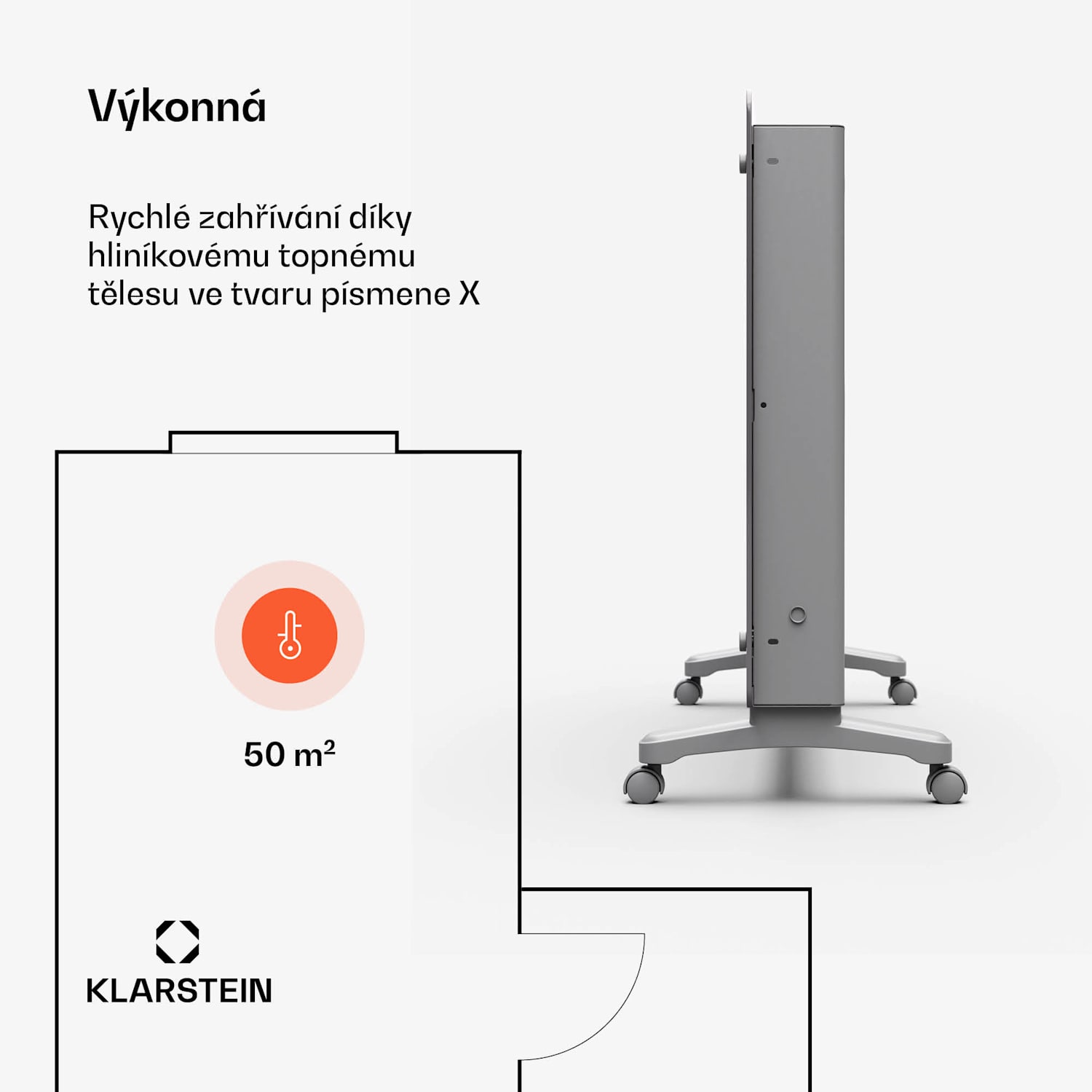 Bansin Crystal Smart Konvektor 2500, 2500 W, Aplikace, 5-50 °C, LED displej, Dotykový displej 2500 W | Šedá