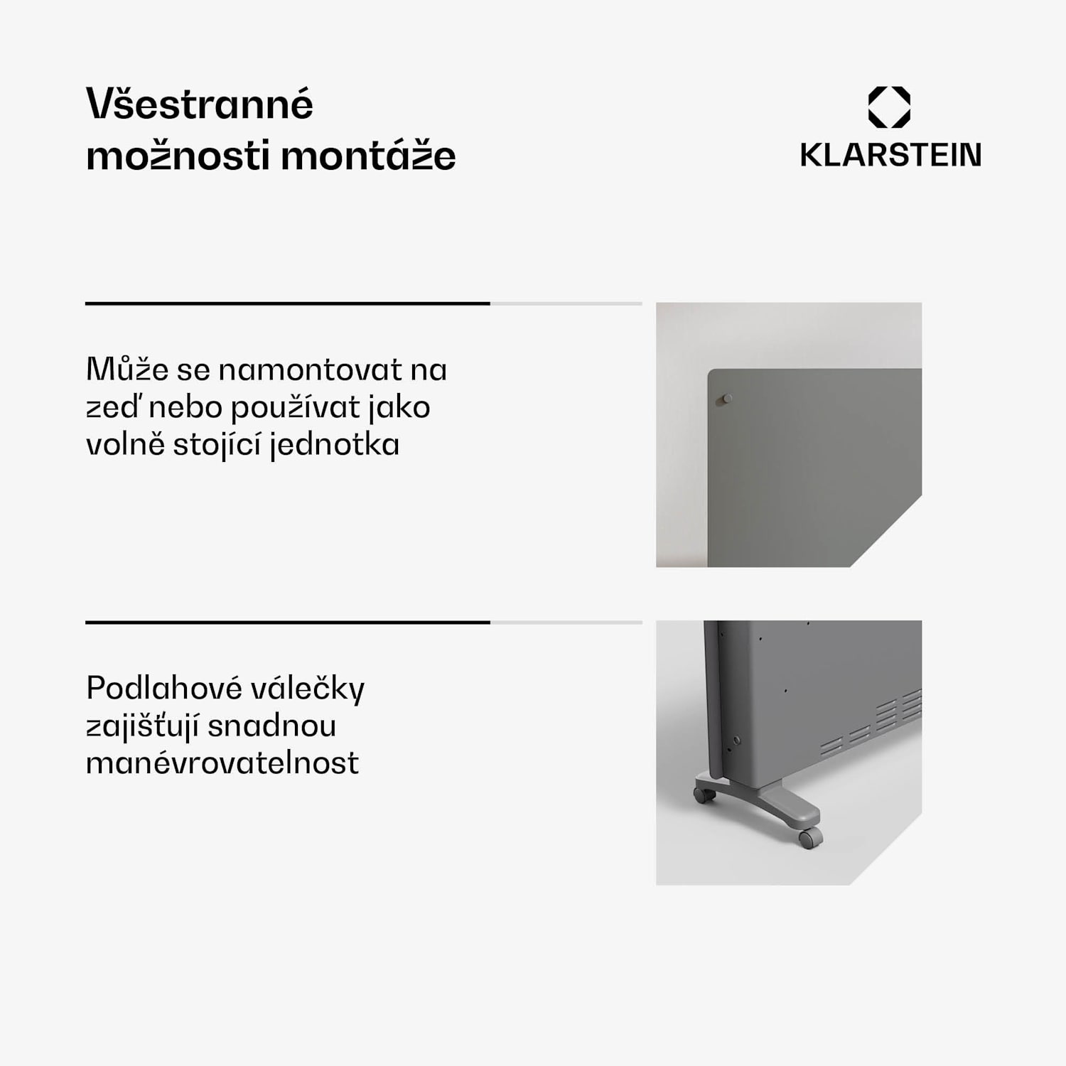 Bansin Crystal Smart Konvektor 2500, 2500 W, Aplikace, 5-50 °C, LED displej, Dotykový displej 2500 W | Šedá