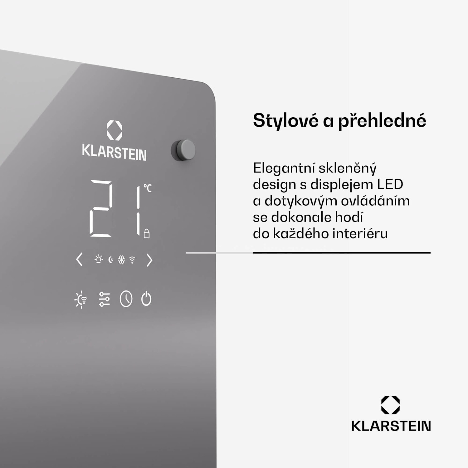 Bansin Crystal Smart Konvektor 2500, 2500 W, Aplikace, 5-50 °C, LED displej, Dotykový displej 2500 W | Šedá