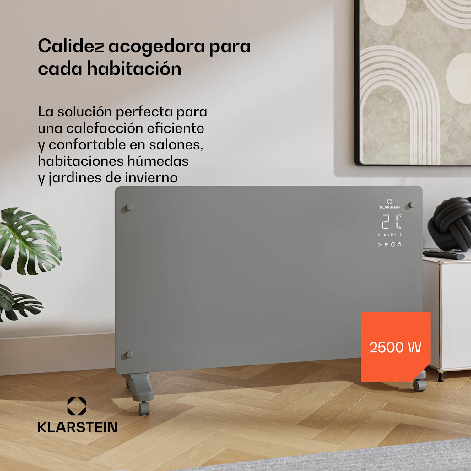Bansin Crystal Smart Convector 2500 | 2500 W | App | 5- 50 °C | Pantalla LED | Pantalla táctil 2500 W | Gris