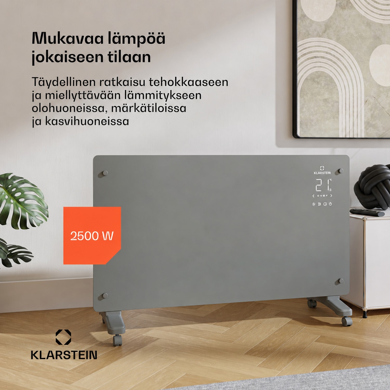 Bansin Crystal Smart konvektori 2500 | 2500 W | sovellus | 5 - 50 °C | LED-näyttö | kosketusnäyttö 