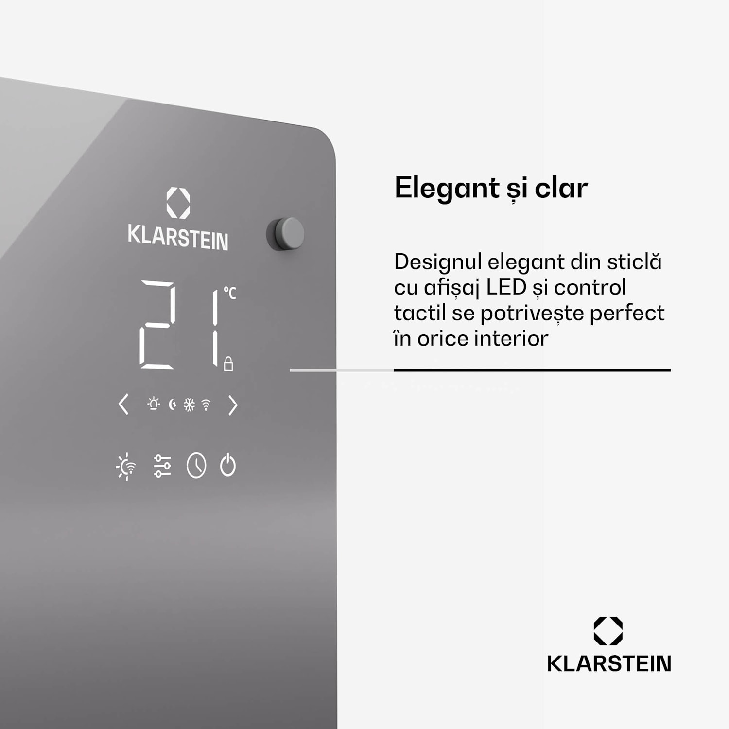 Bansin Crystal Smart Kovektor 2500, 2500 W, Aplicație, 5- 50 °C, Afișaj LED, Ecran tactil 2500 W | Gri