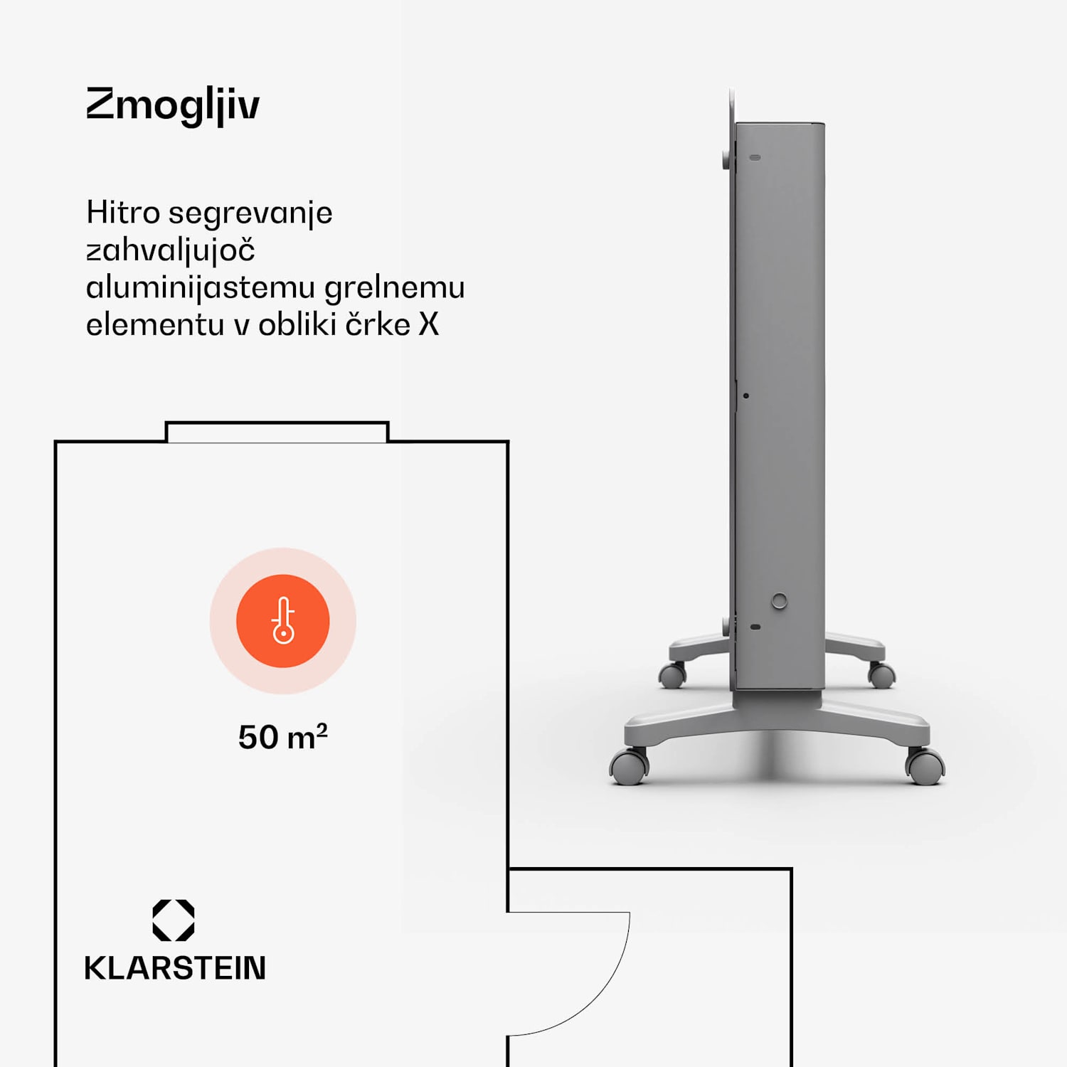 Bansin Crystal Smart Kovektor 2500, 2500 V, Aplikacija, 5- 50 °C, LED zaslon, Zaslon na dotik 2500 W | Siva