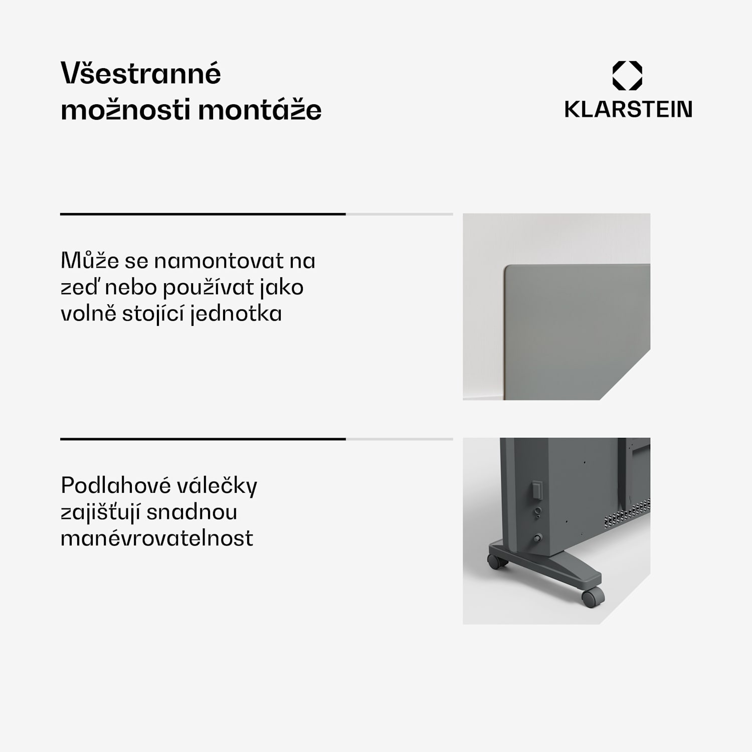 Bansin Smart 1500 konvektorový ohřívač, 1500 W, Aplikace, 5-50 °C, LED displej, Dotykový displej 1500 W | Šedá