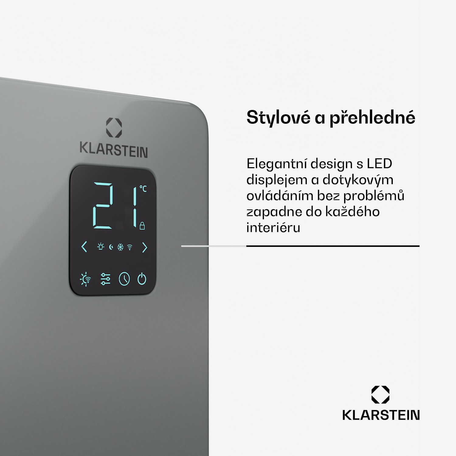 Bansin Smart 1500 konvektorový ohřívač, 1500 W, Aplikace, 5-50 °C, LED displej, Dotykový displej 1500 W | Šedá
