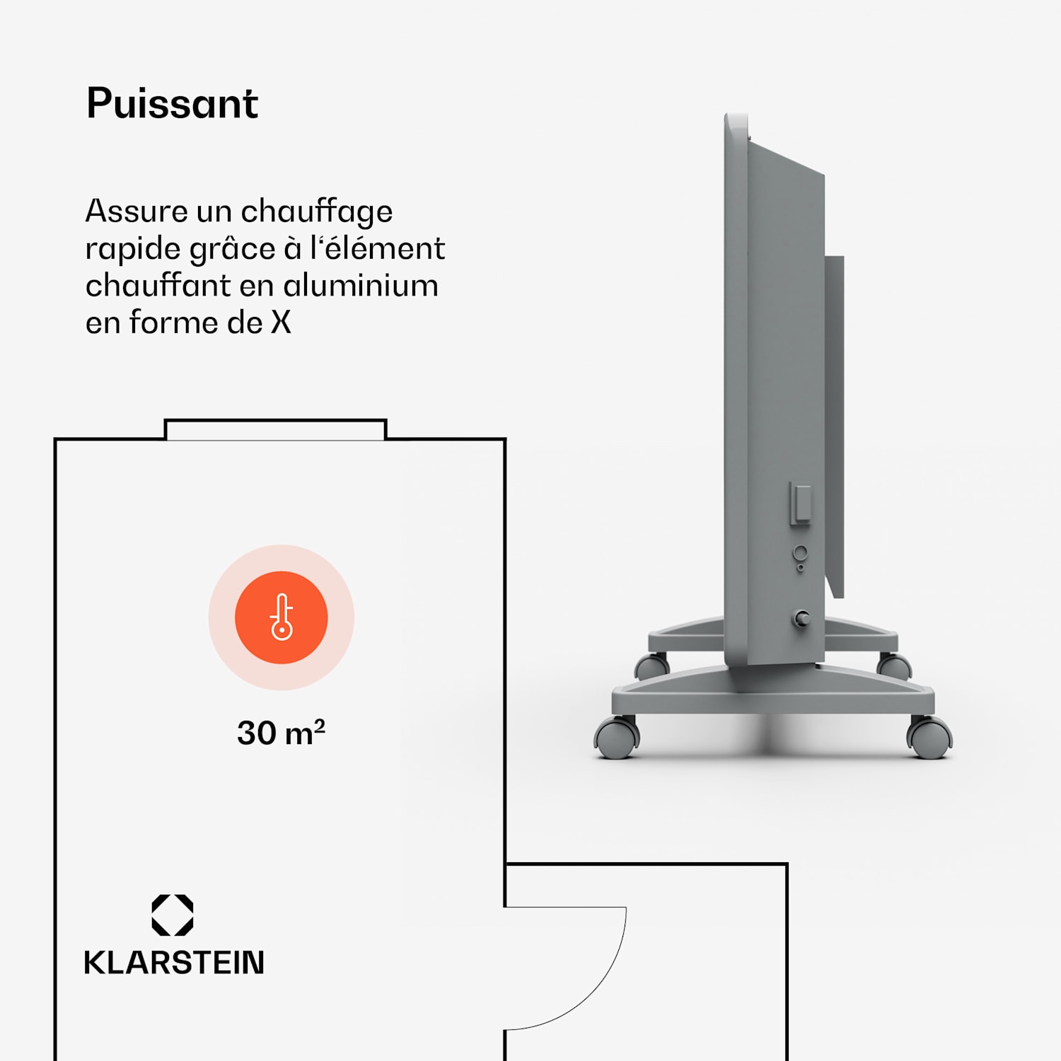 Bansin Smart 1500 radiateur à convection | 1500 W | Application | 5-50°C | Affichage LED | Écran tactile 1500 W | Gris