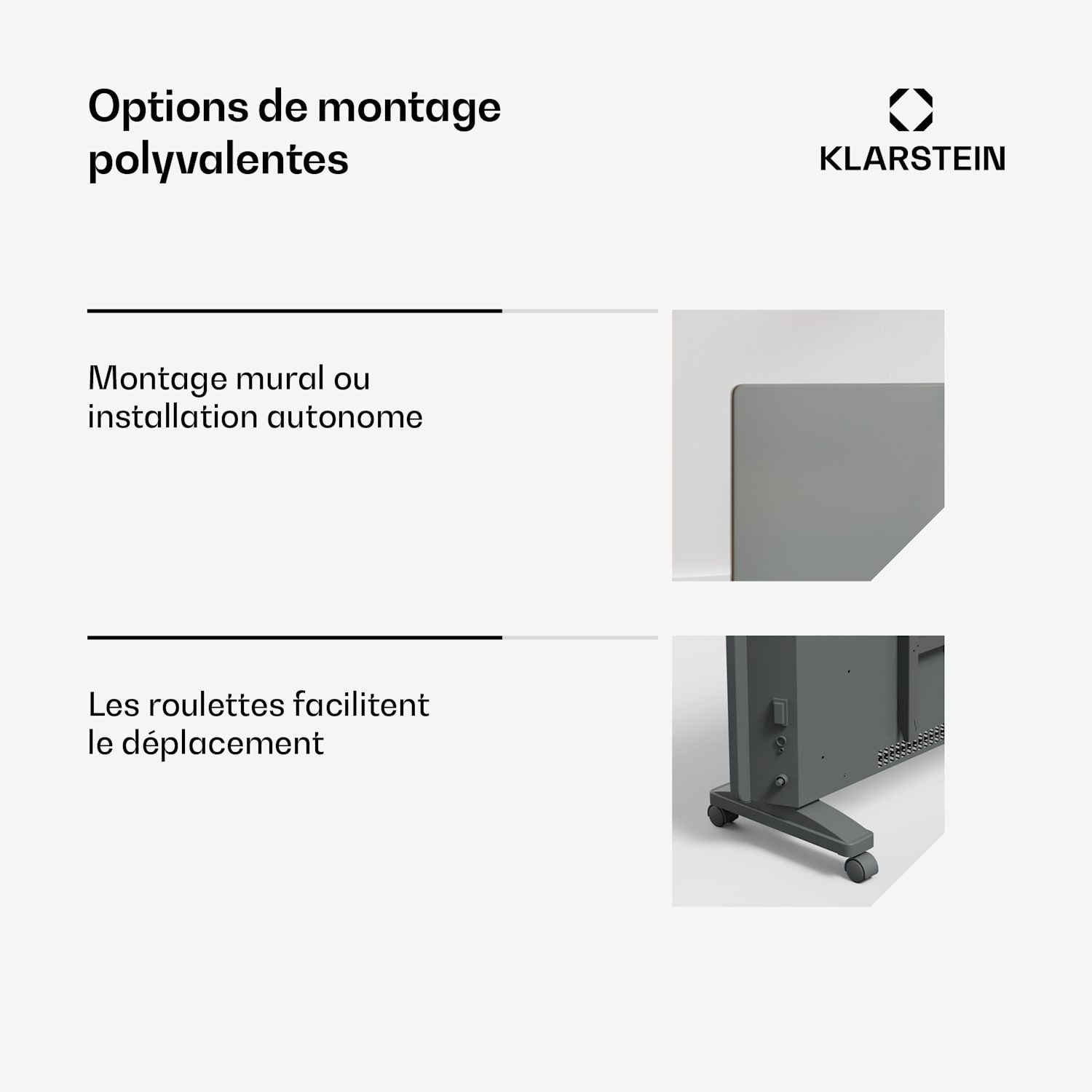 Bansin Smart 1500 radiateur à convection | 1500 W | Application | 5-50°C | Affichage LED | Écran tactile 1500 W | Gris