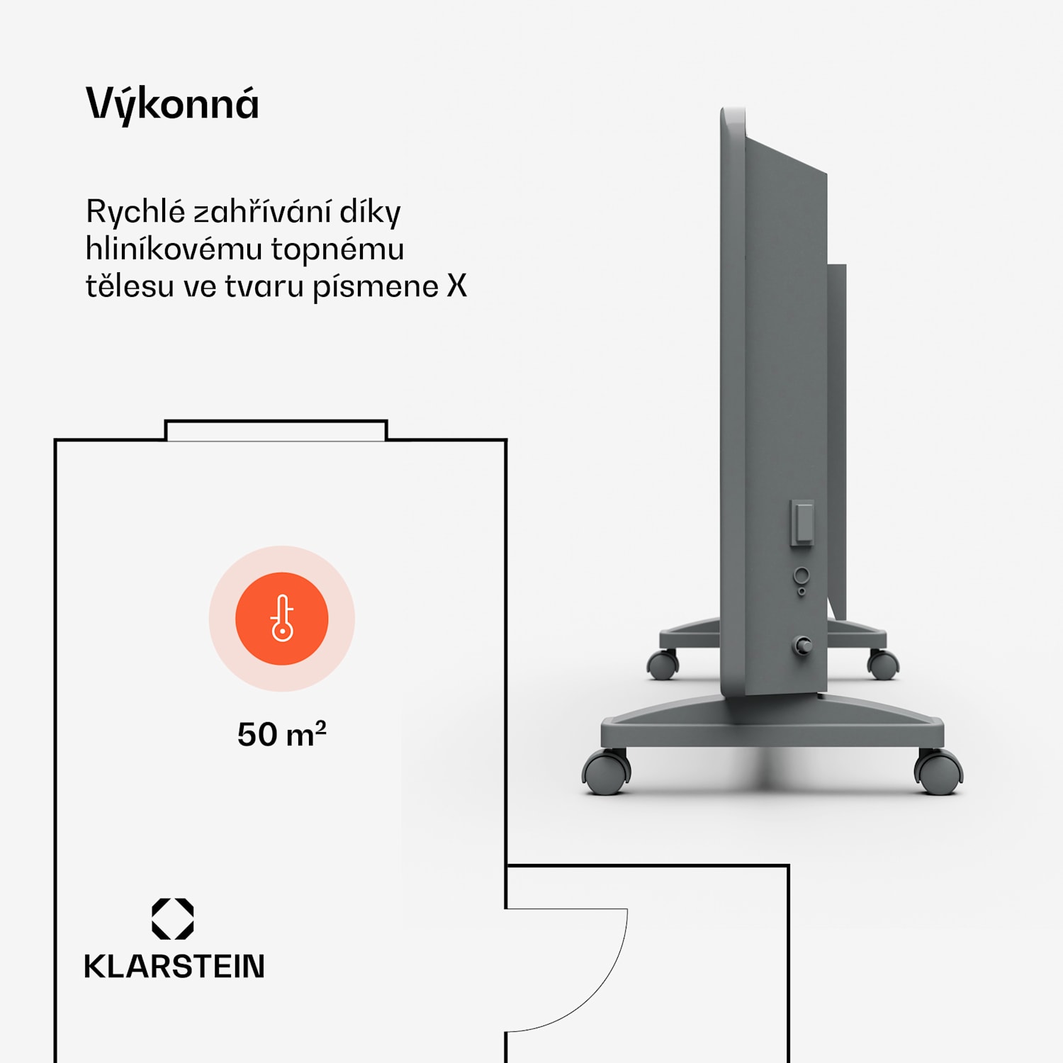 Bansin Smart 2500 konvektorový ohřívač, 2500 W, Aplikace, 5-50 °C, LED displej, Dotykový displej 2500 W | Šedá