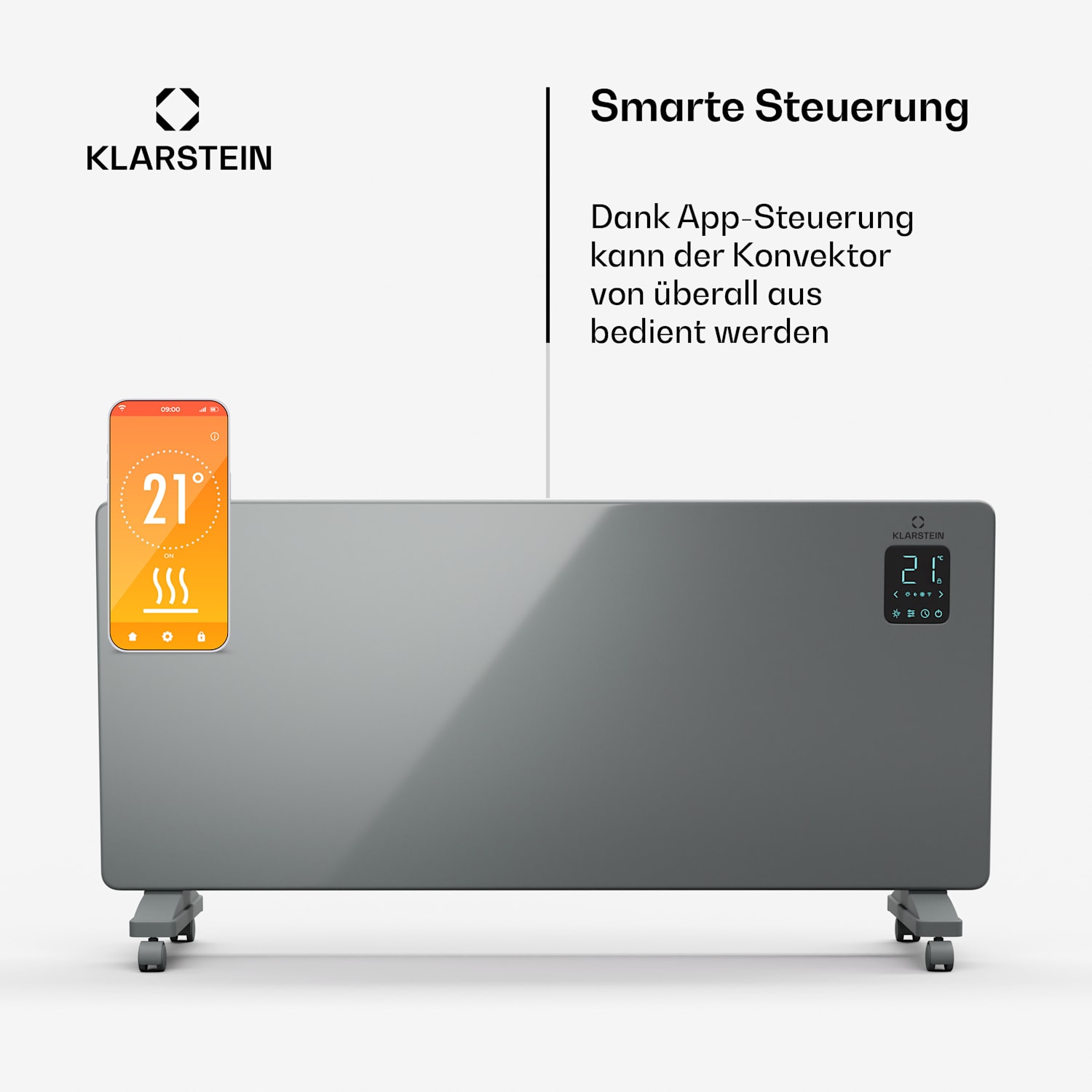 Bansin Smart 2500 radiateur convecteur | 2500 W | Application | 5- 50 °C | affichage LED | écran tactile 