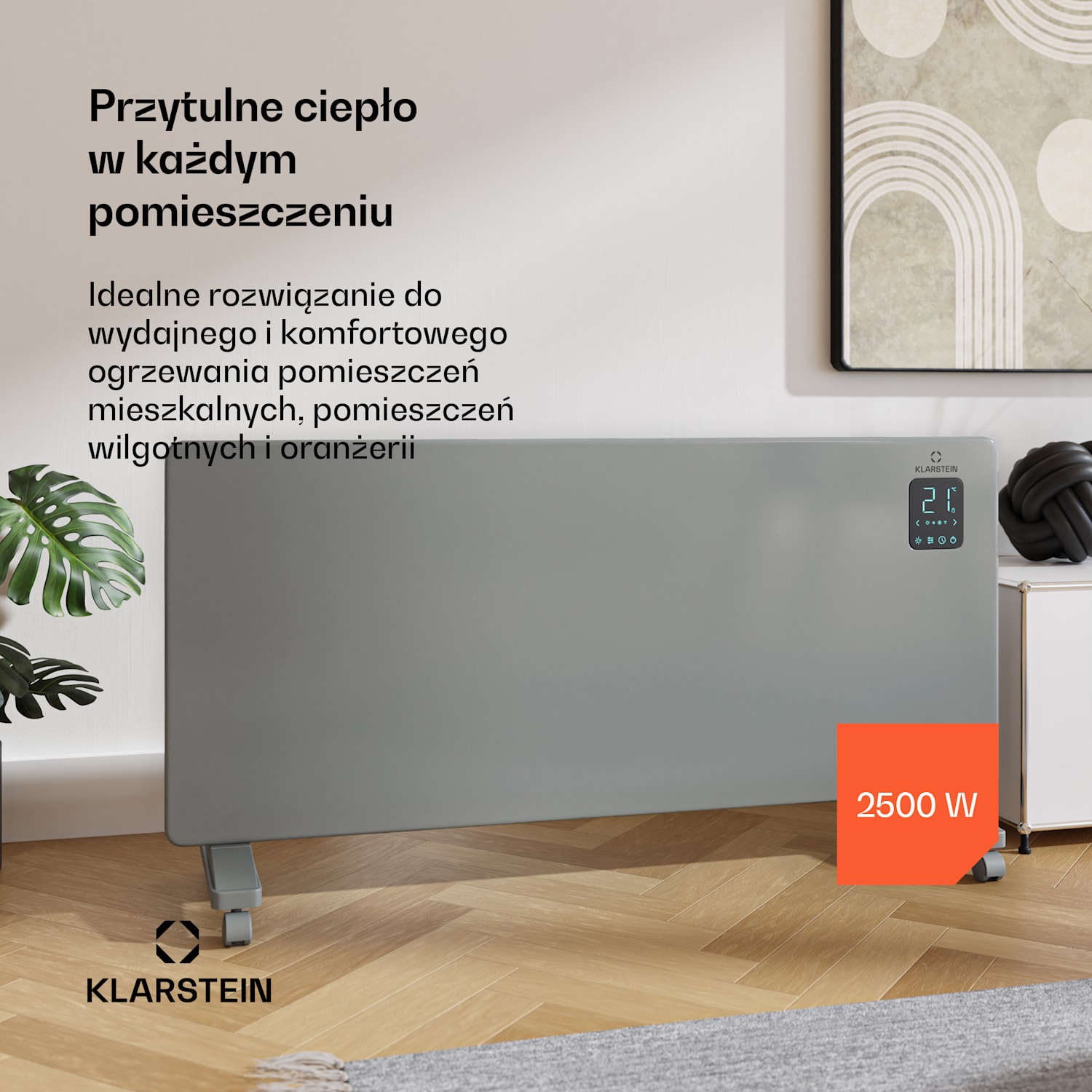 Bansin Smart 2500 grzejnik konwektorowy, 2500 W, sterowanie za pomocą aplikacji, 5- 50°C, wyświetlacz LED, ekran dotykowy 2500 W | Szary