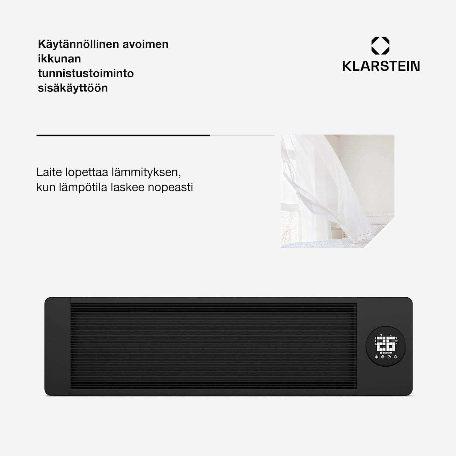 Cosmic Beam infrapunaseinälämmitin | ulkotiloihin | 5 - 50 astetta | IP44 | enintään 20 m²:n tiloihin 2500 W | Kyllä | Musta