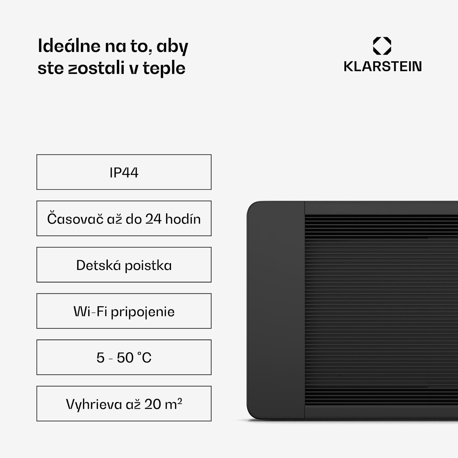Cosmic Beam infračervený nástenný ohrievač, pre exteriér, 5 až 50 stupňov, IP44, do 25 m² 2500 W | Áno | Čierna