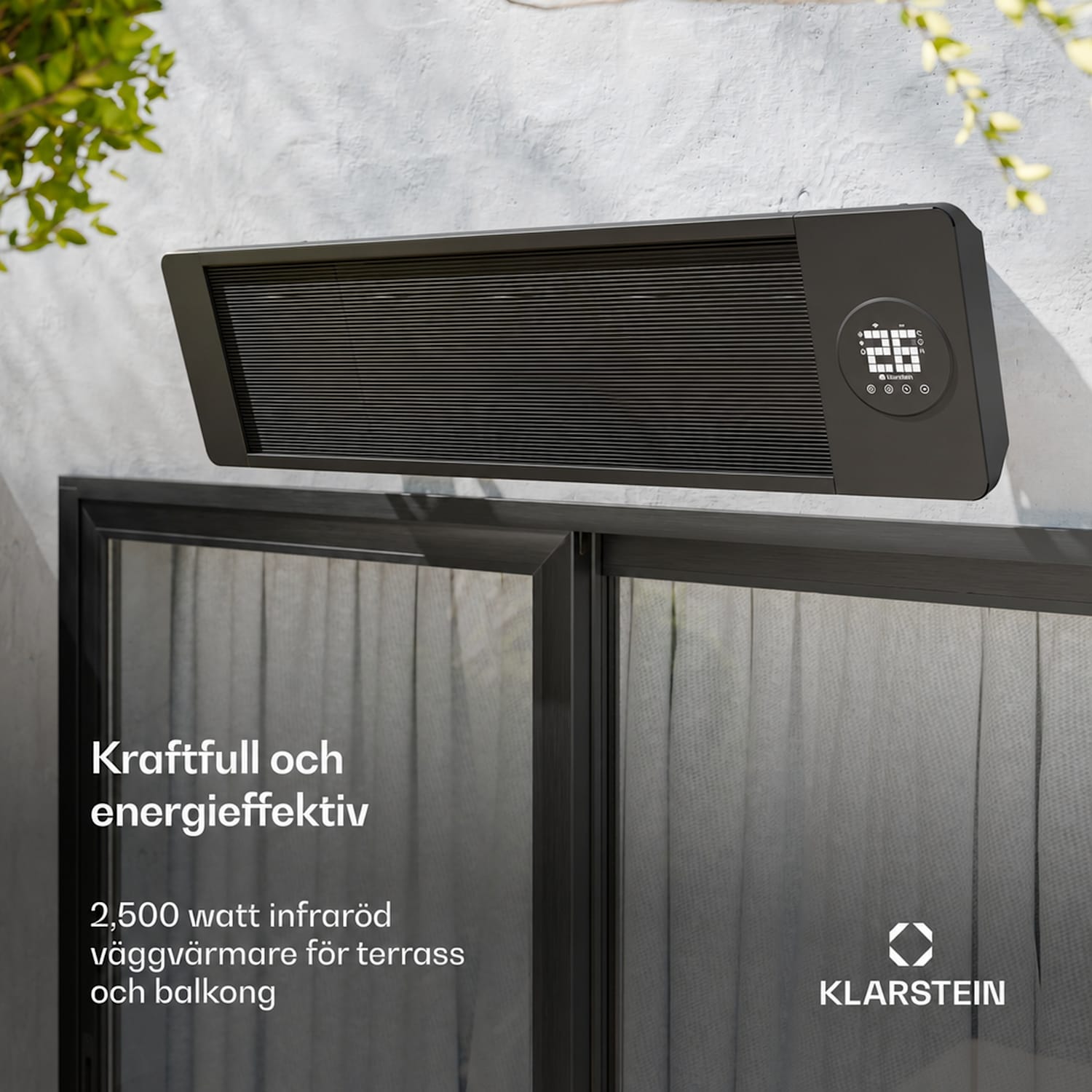 Cosmic Beam Väggmonterad infravärmare | för utomhusbruk | 5 till 50 grader | IP44 | upp till 20 m² 2500 W | Ja | Svart