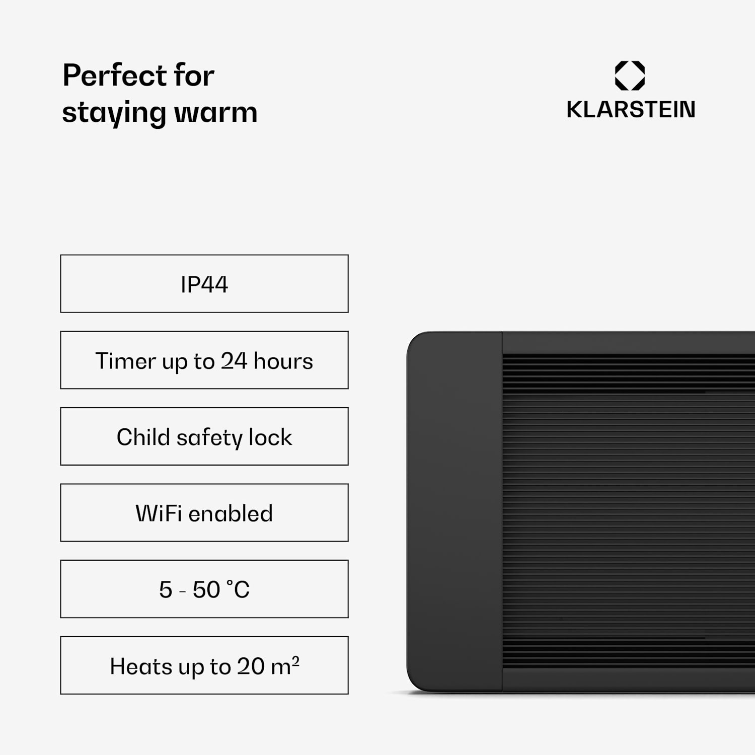 Cosmic Beam Infrarot-Wandstrahler | für außen | 5 bis 50 Grad | IP44 | bis 25 m² 2500 W | Yes | Black