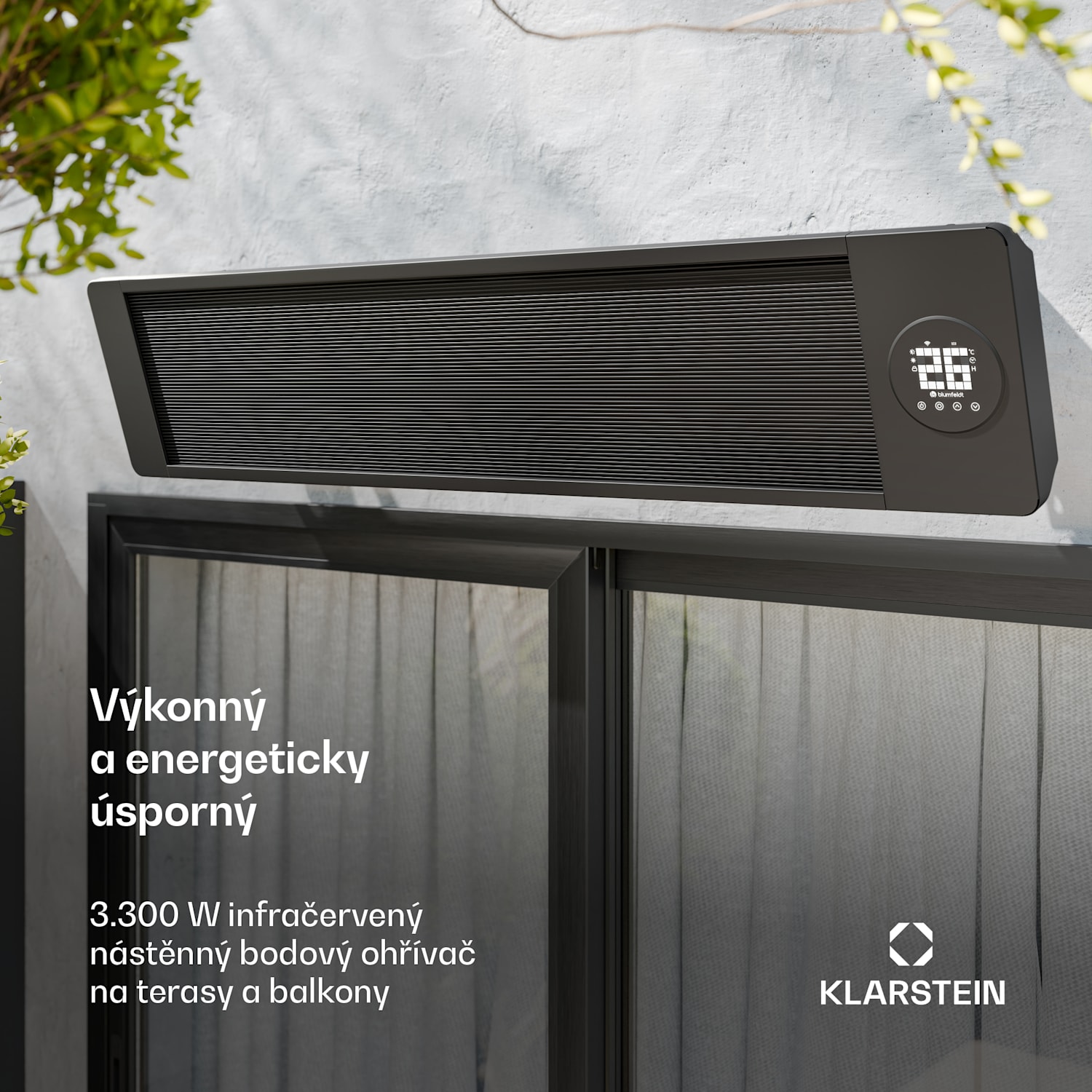 Cosmic Beam infračervený nástěnný ohřívač, pro exteriér, 5 až 50 stupňů, IP44, do 30 m² 3300 W | Ano | Černá