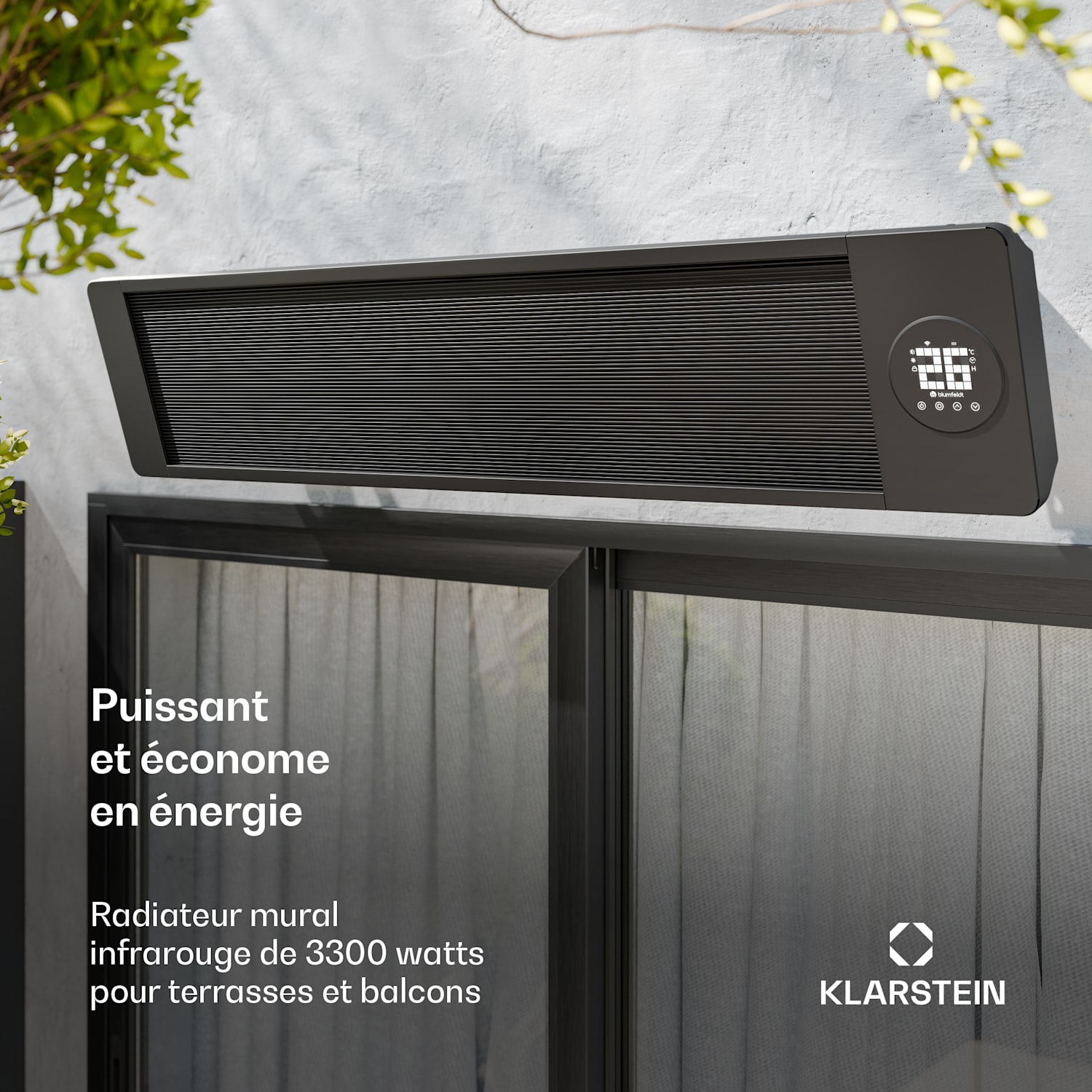 Cosmic Beam infrarood wandverwarming | voor buiten | 5 tot 50 graden | IP44 | tot 30 m² 3300 W | Ja | Zwart