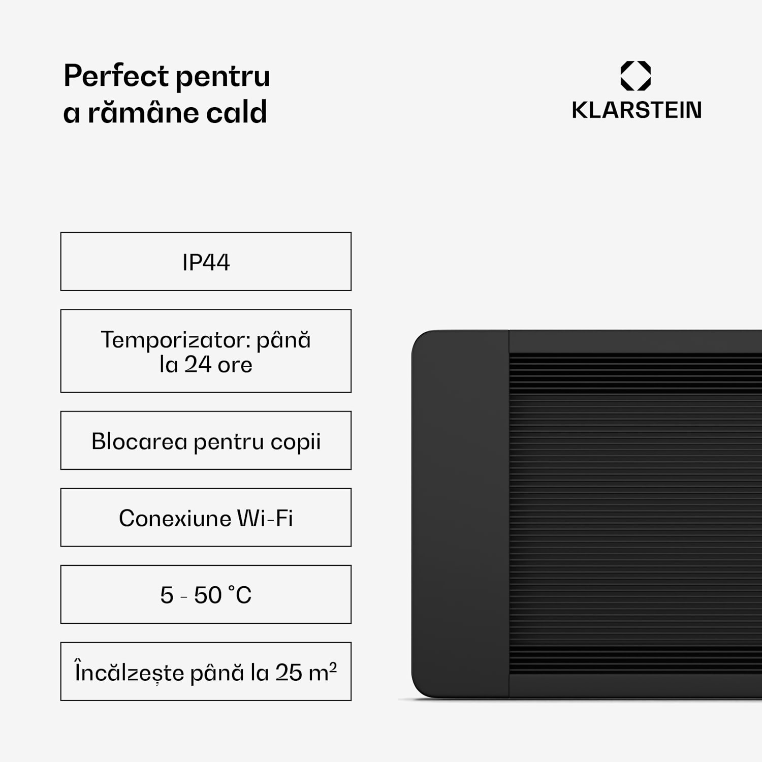 Încălzitor de perete cu infraroșu Cosmic Beam, pentru exterior, 5 până la 50 grade, IP44, până la 30 m² 3300 W | Da | Negru