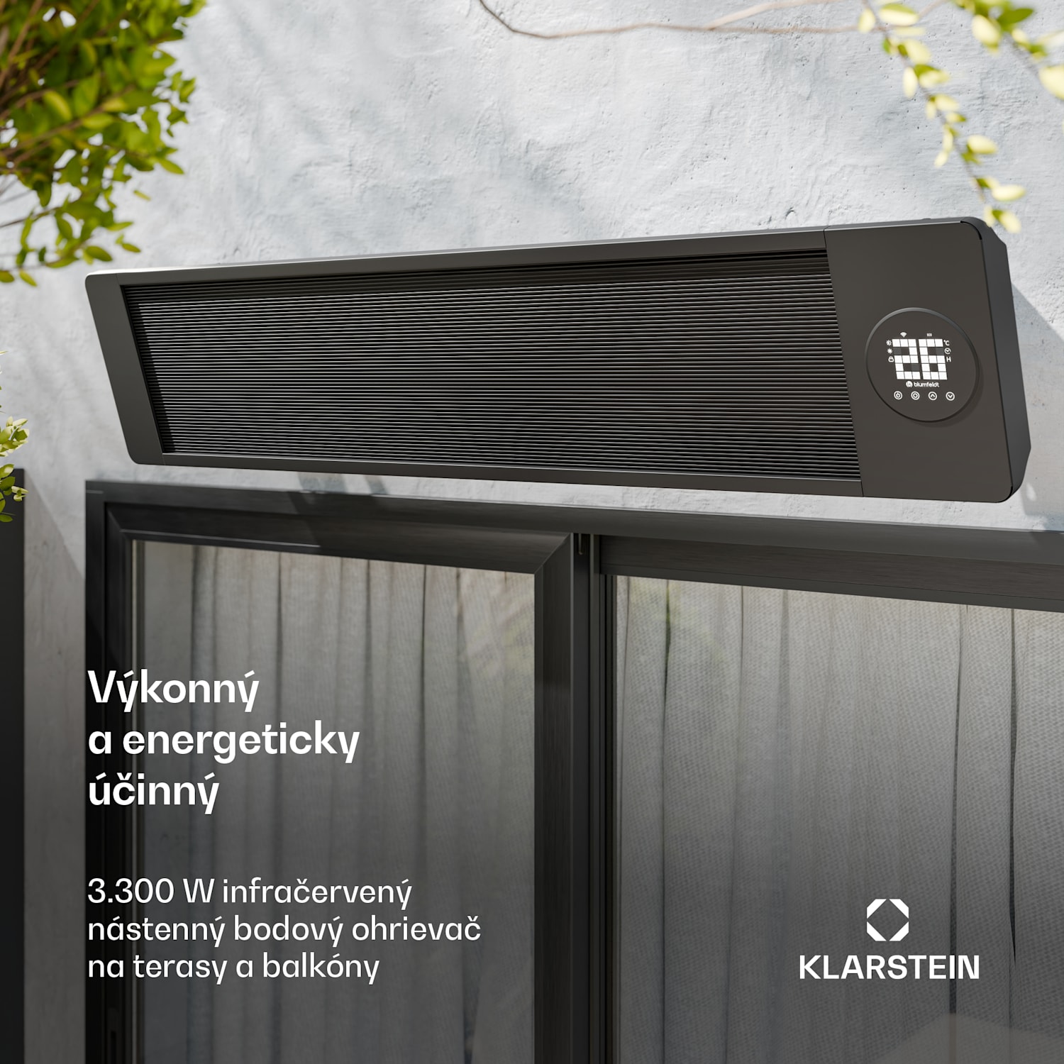 Cosmic Beam infračervený nástenný ohrievač, pre exteriér, 5 až 50 stupňov, IP44, do 30 m² 3300 W | Áno | Čierna