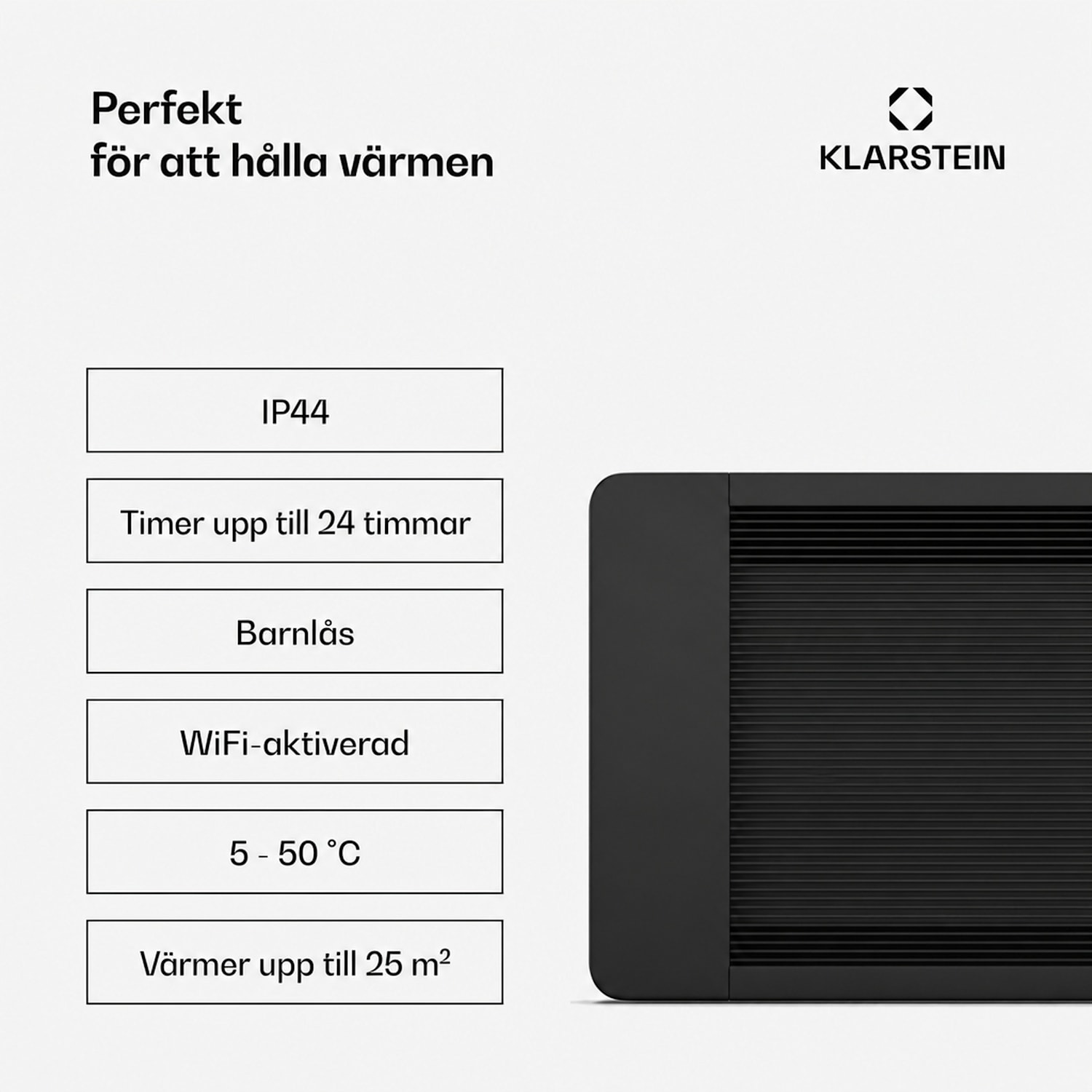 Cosmic Beam Väggmonterad infravärmare | för utomhusbruk | 5 till 50 grader | IP44 | upp till 25 m² 3300 W | Ja | Svart