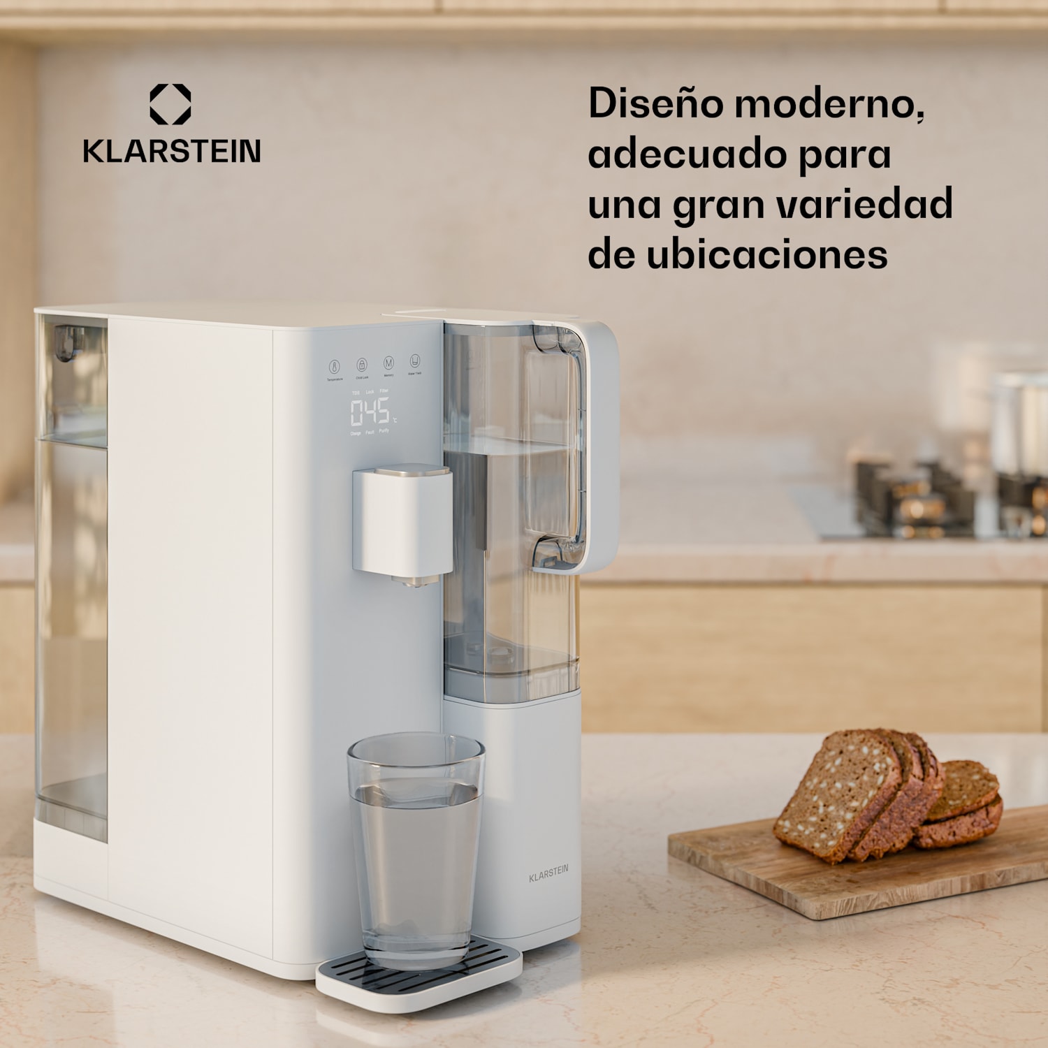 VitalPour Filtro de agua | Filtro de 5 etapas | Ósmosis inversa | Depósito de 5 L | Táctil | Móvil | 3 segundos 5 Ltr | Blanco