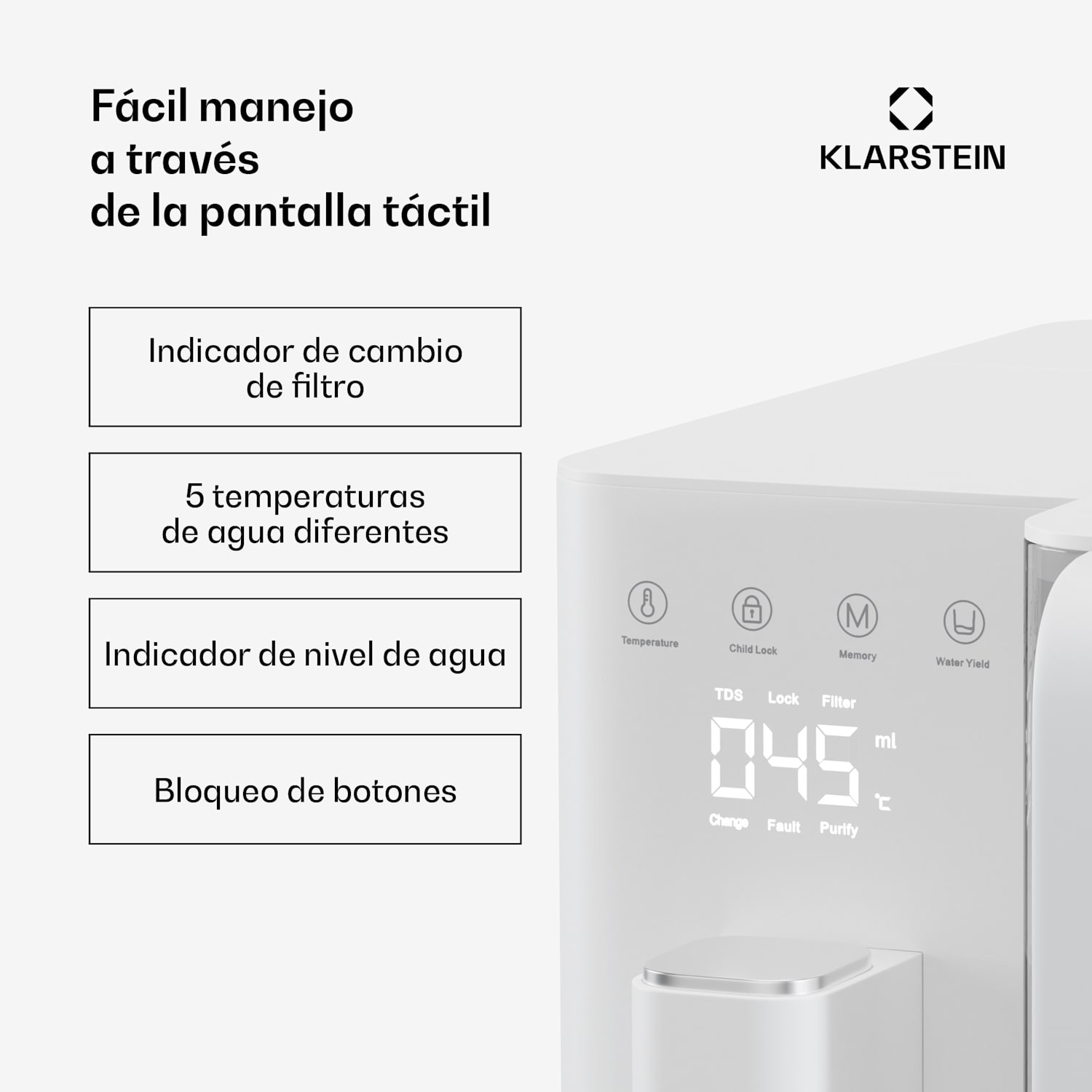 VitalPour Filtro de agua | Filtro de 5 etapas | Ósmosis inversa | Depósito de 5 L | Táctil | Móvil | 3 segundos 5 Ltr | Blanco