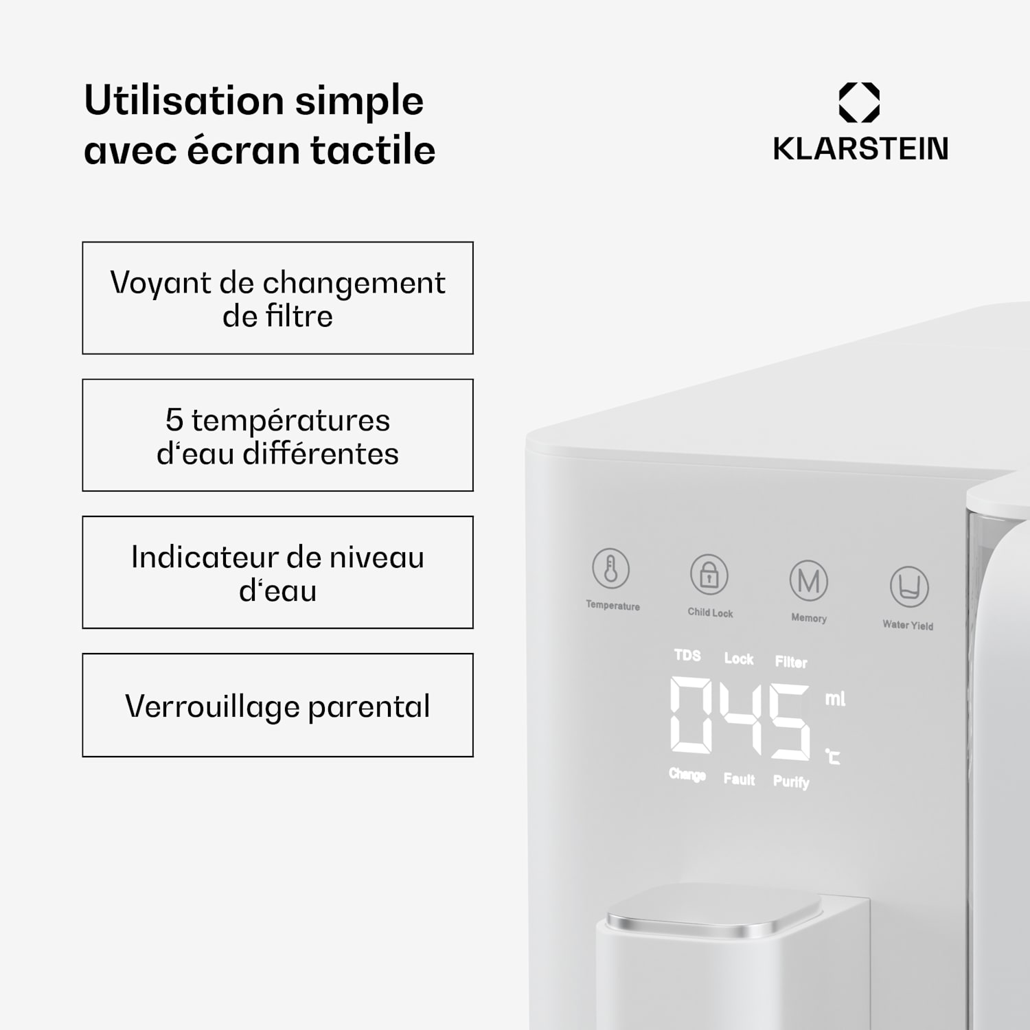 VitalPour Filtre à eau | filtration à 5 niveaux | osmose inverse | réservoir de 5 L | tactile | mobile | 3 secondes 5 Ltr | Blanc