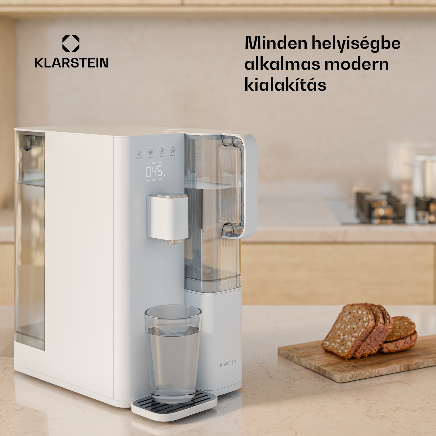 VitalPour vízszűrő, 5 fokozatú szűrő, fordított ozmózis, 5 l tartály, érintős kijelző, mobil, 3 másodperc 5 Ltr | Fehér