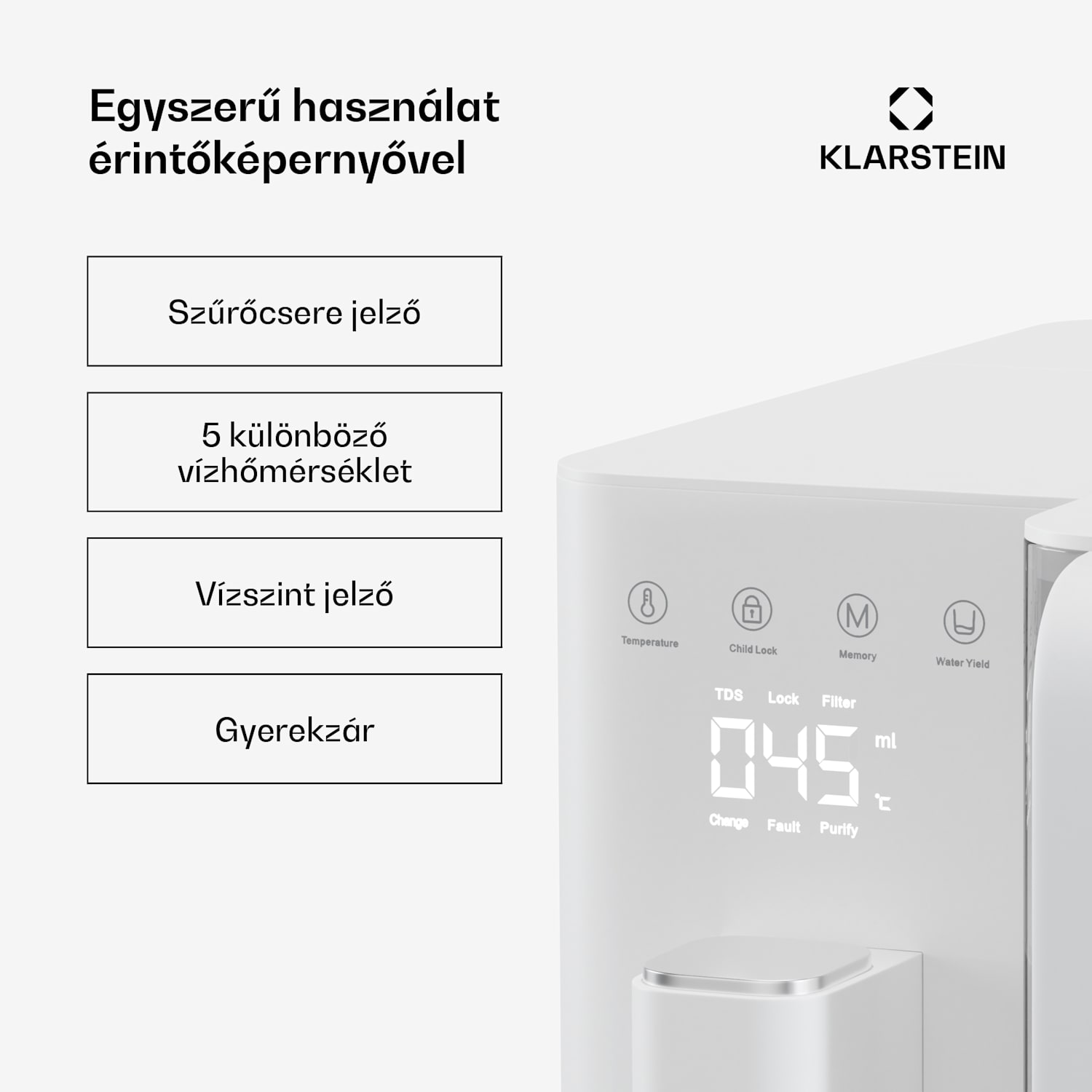 VitalPour vízszűrő, 5 fokozatú szűrő, fordított ozmózis, 5 l tartály, érintős kijelző, mobil, 3 másodperc 5 Ltr | Fehér