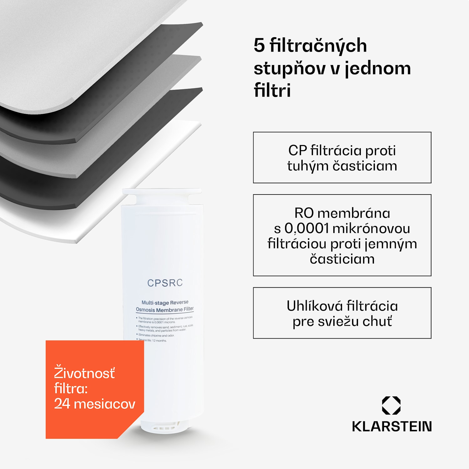 VitalPour vodný filter, 5-stupňový filter, reverzná osmóza, 5 l nádrž, dotykový displej, mobilný, 3 sekundy 5 Ltr | Biela