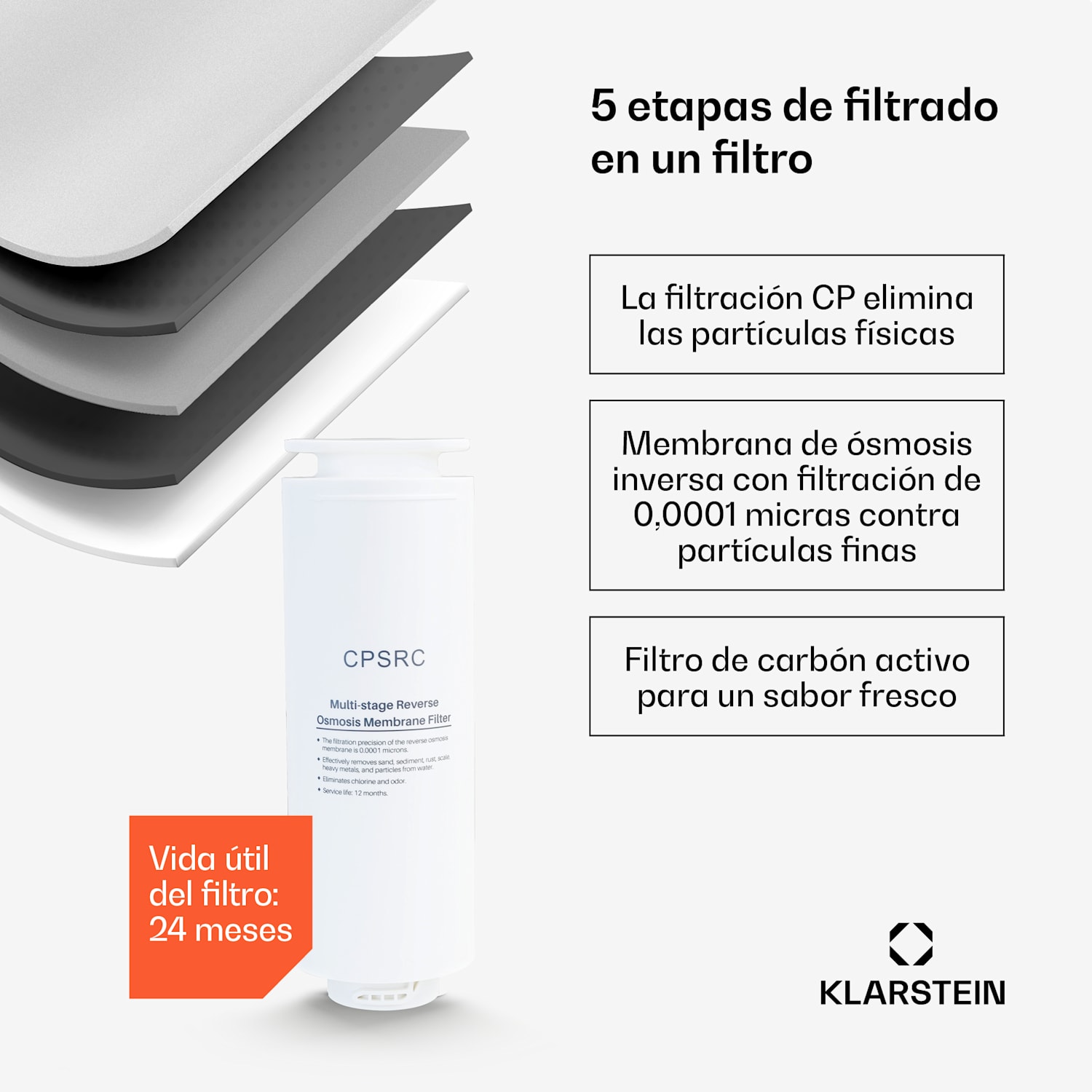Filtro de agua VitalPour | Filtro de 5 etapas | Ósmosis inversa | Depósito de 5 L | Táctil | Móvil | 3 segundos 5 Ltr | Negro