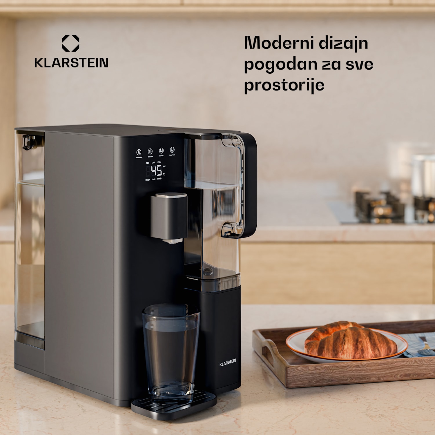 VitalPour filter za vodu, 5-stupanjski filter, reverzna osmoza, spremnik od 5 L, upravljanje na dodir, mobilnost, 3 sekunde 5 Ltr | Crna