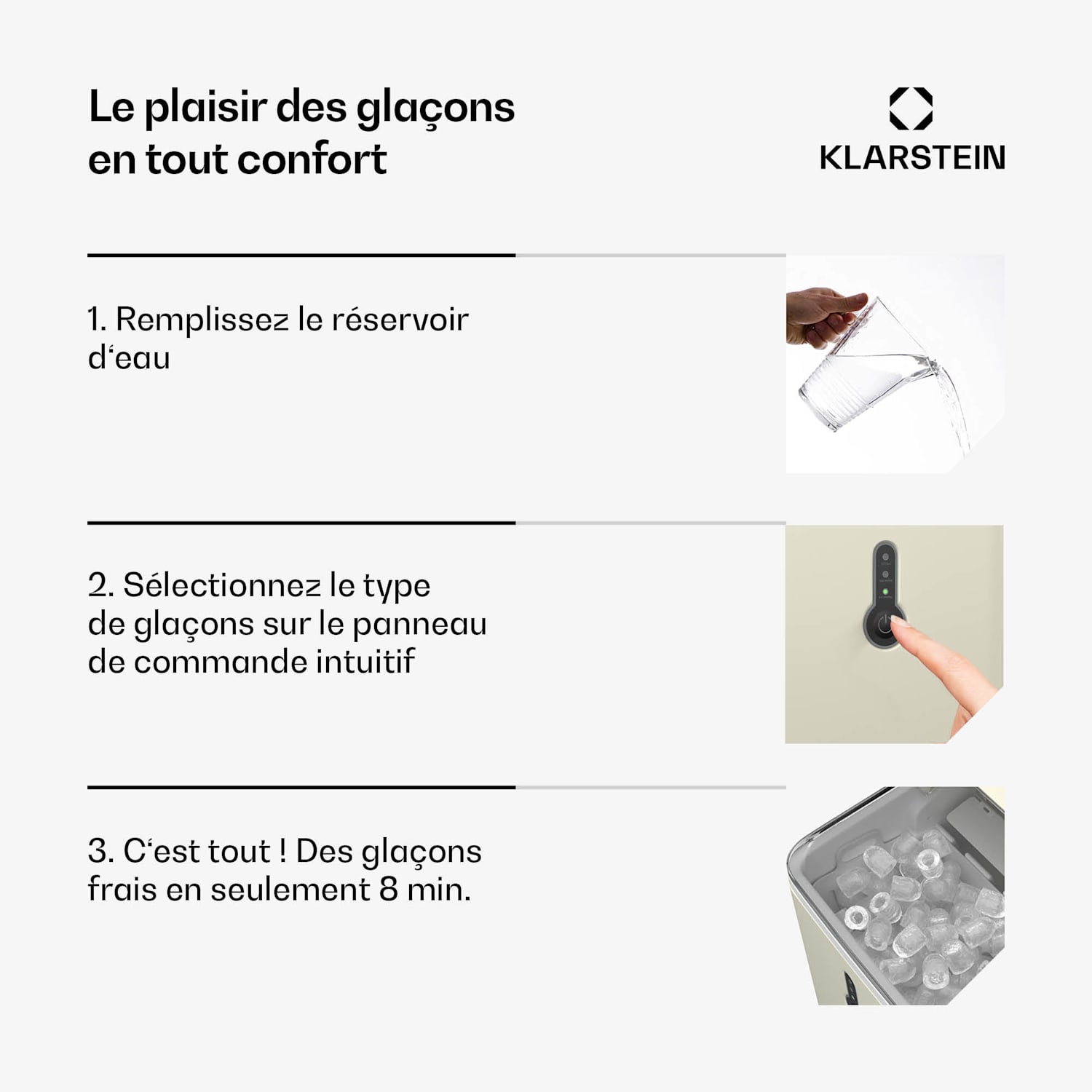 Machine à glaçons ChillOut | 12 kg /jour | 9 glaçons en 8 minutes | 120 watts | Réservoir d'eau Crème